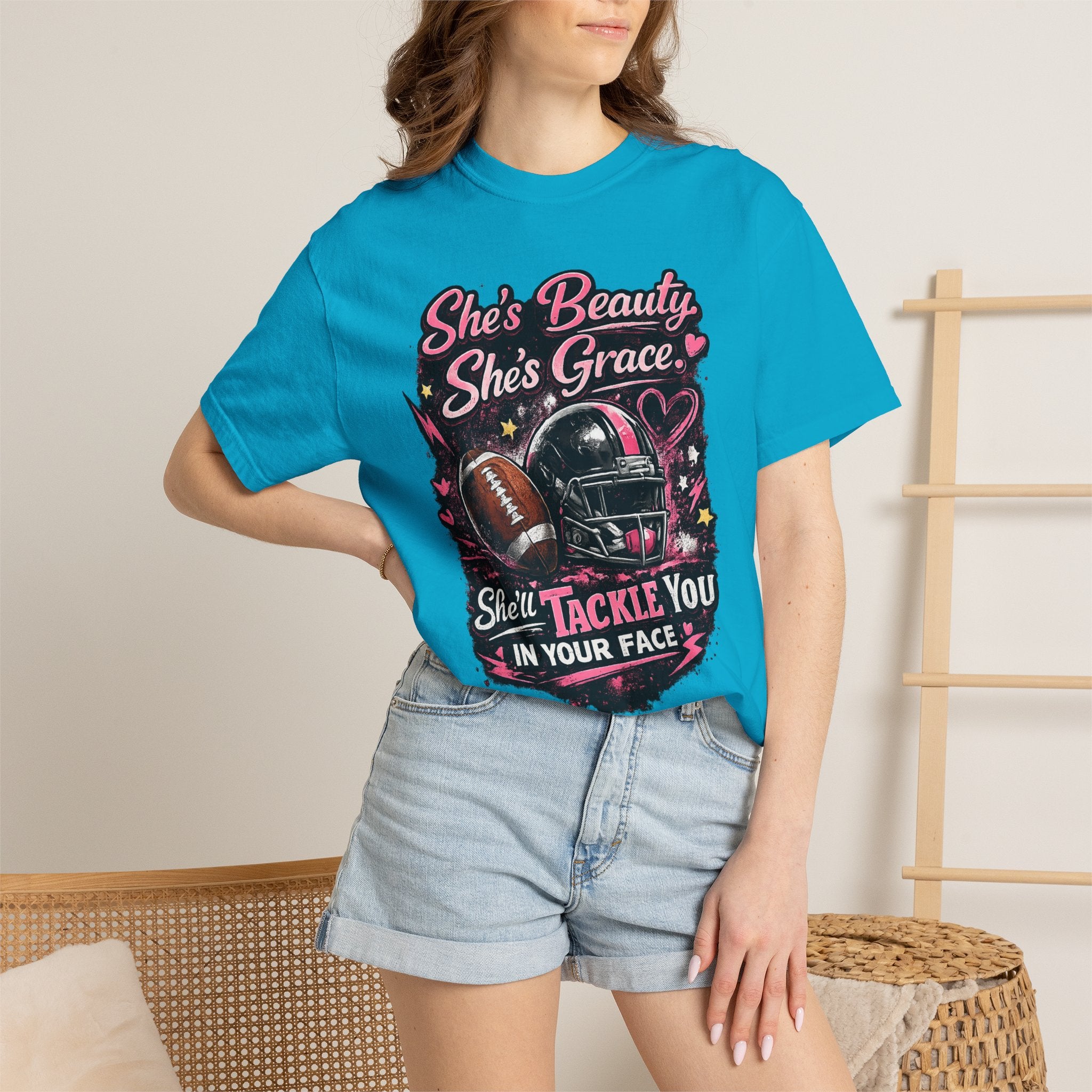 She's Beauty She's Grace Football Tee