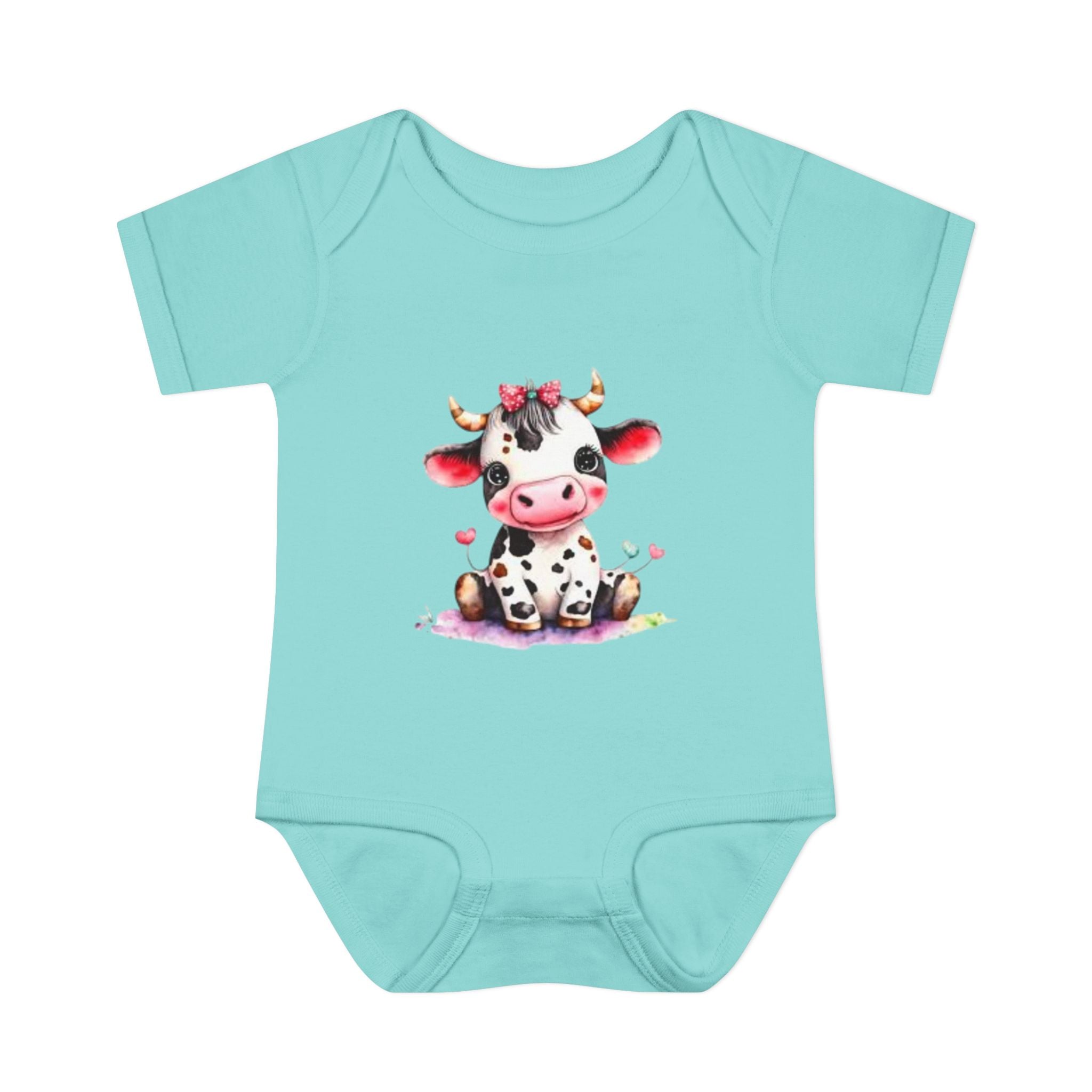 Cute Cow Infant Bodysuit — Adorable Baby Cow Onesie with Pink Bow