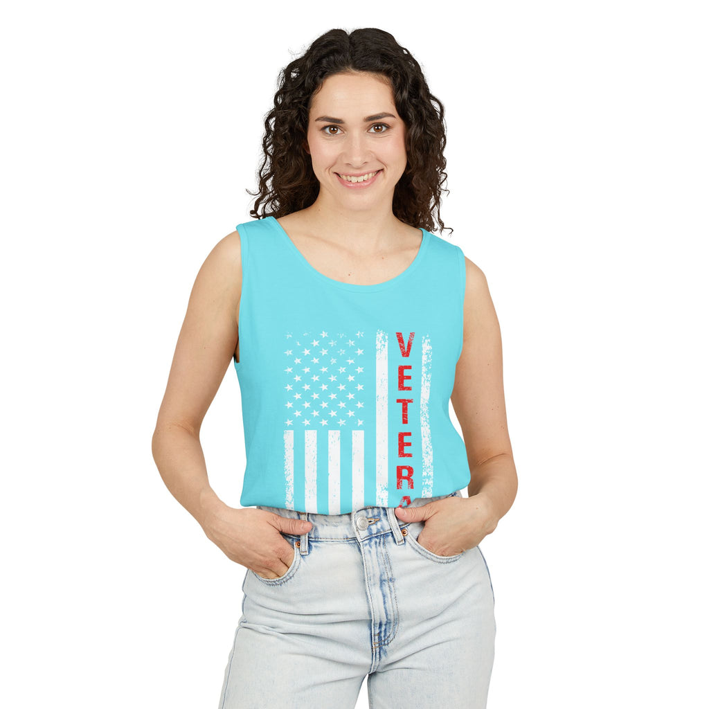 Veteran Flag Tank Top — Distressed American Flag Veteran Graphic Tank