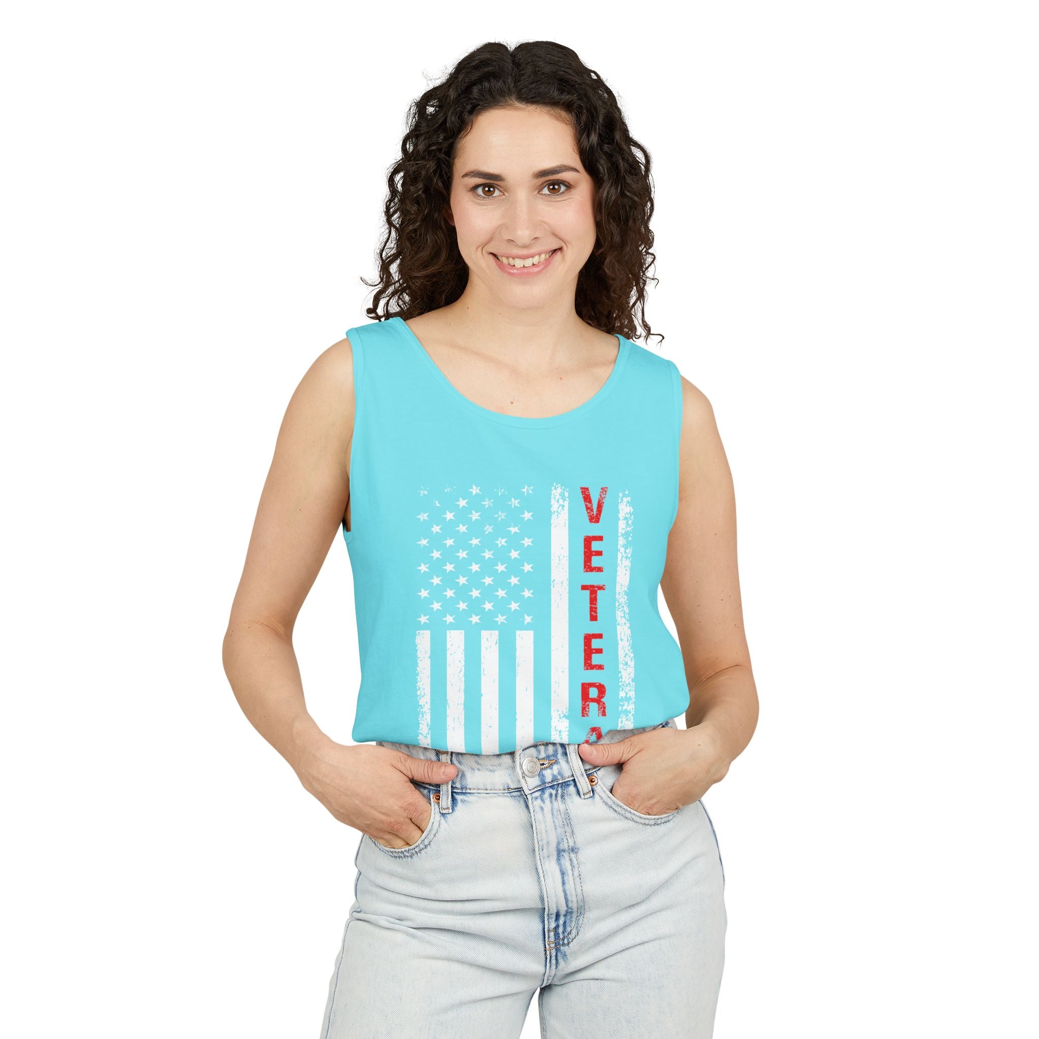 Veteran Flag Tank Top — Distressed American Flag Veteran Graphic Tank
