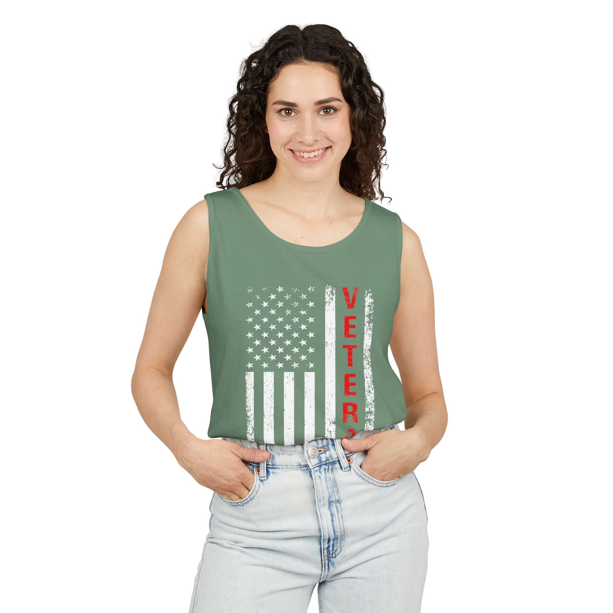 Veteran Flag Tank Top — Distressed American Flag Veteran Graphic Tank