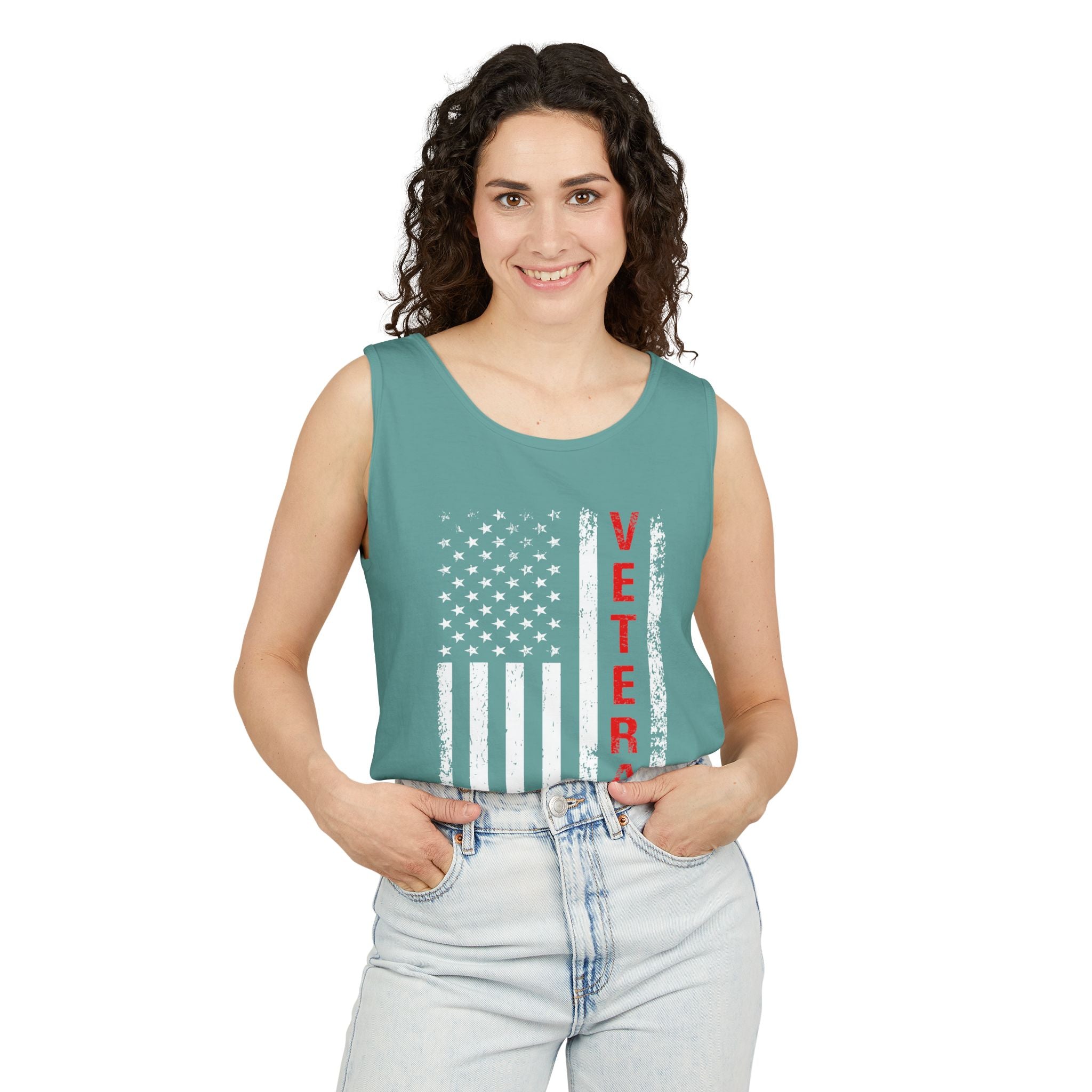 Veteran Flag Tank Top — Distressed American Flag Veteran Graphic Tank