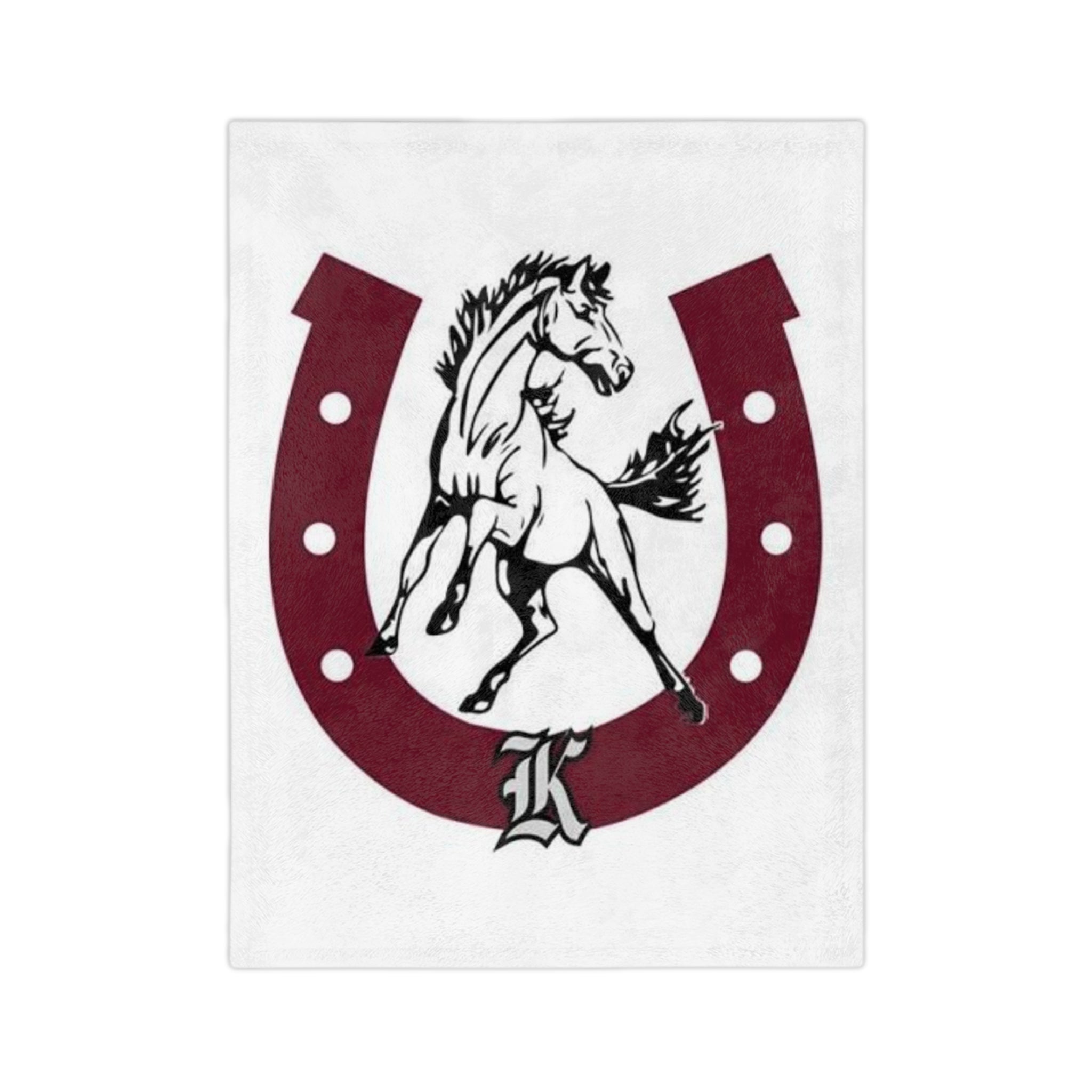 Horse & Horseshoe Velveteen Blanket – Monogram 'K' Equestrian Throw