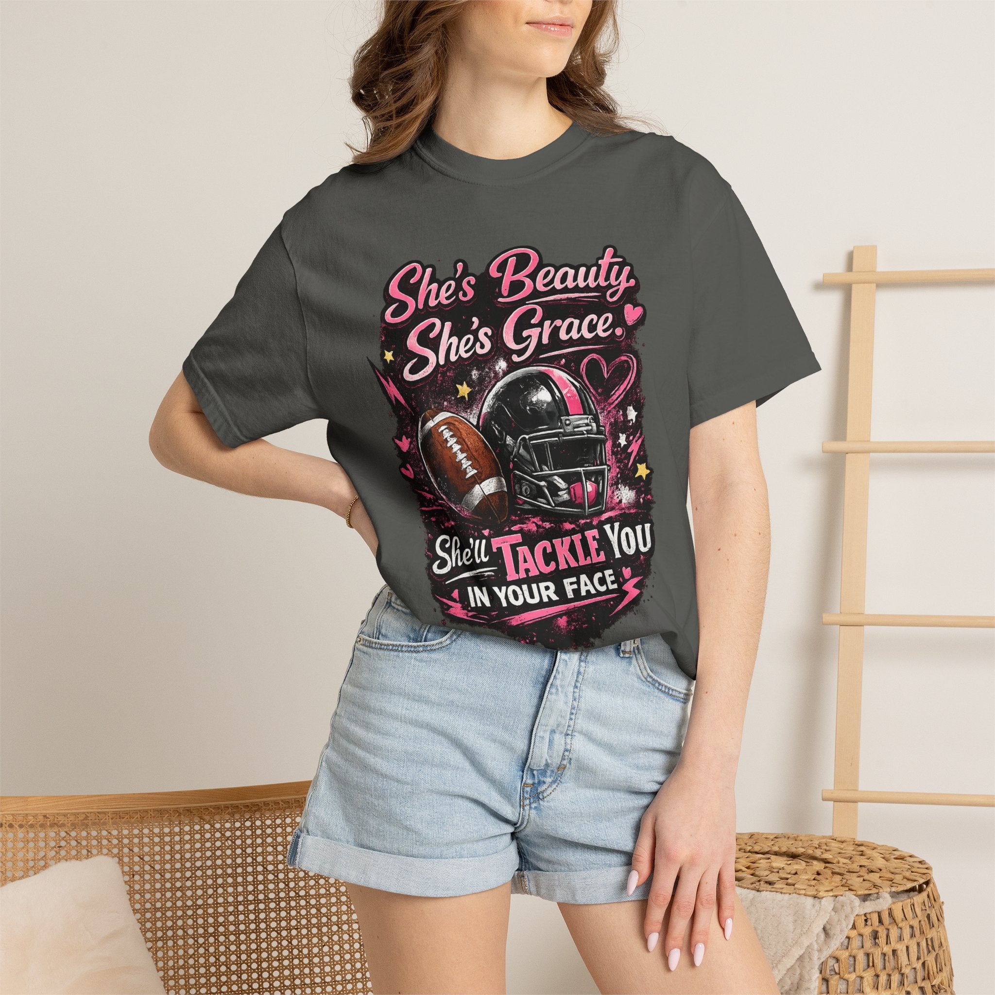 She's Beauty She's Grace Football Tee