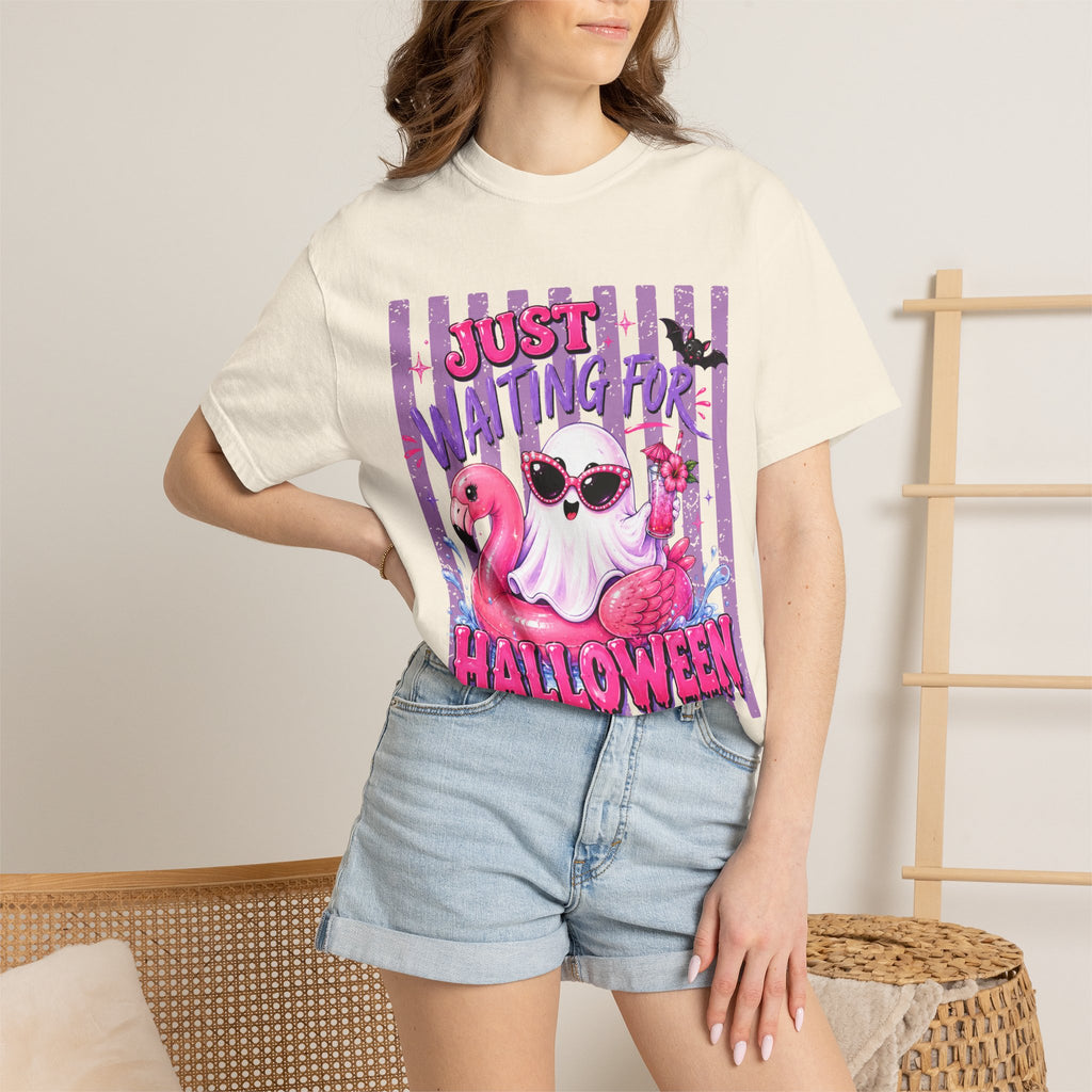 "Just Waiting for Halloween" Cute Flamingo Tee