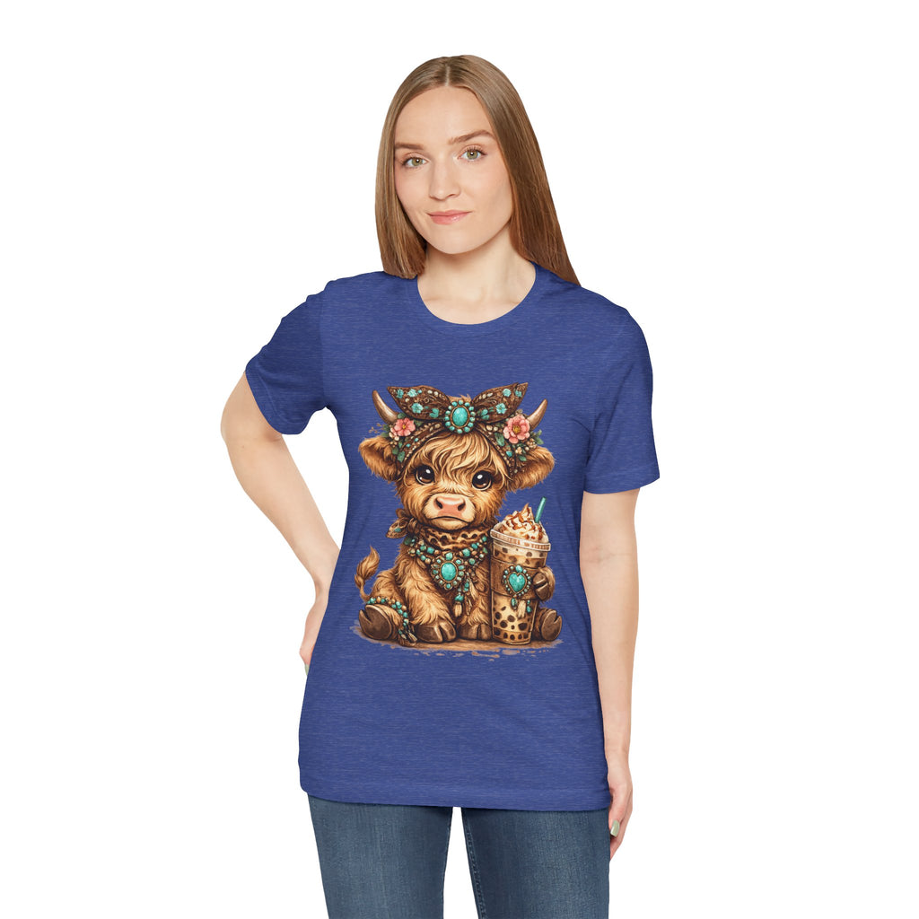 Highland Cow Tee with Bubble Tea