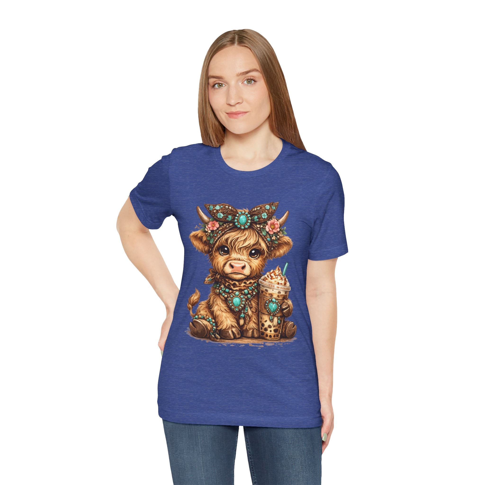 Highland Cow Tee with Bubble Tea