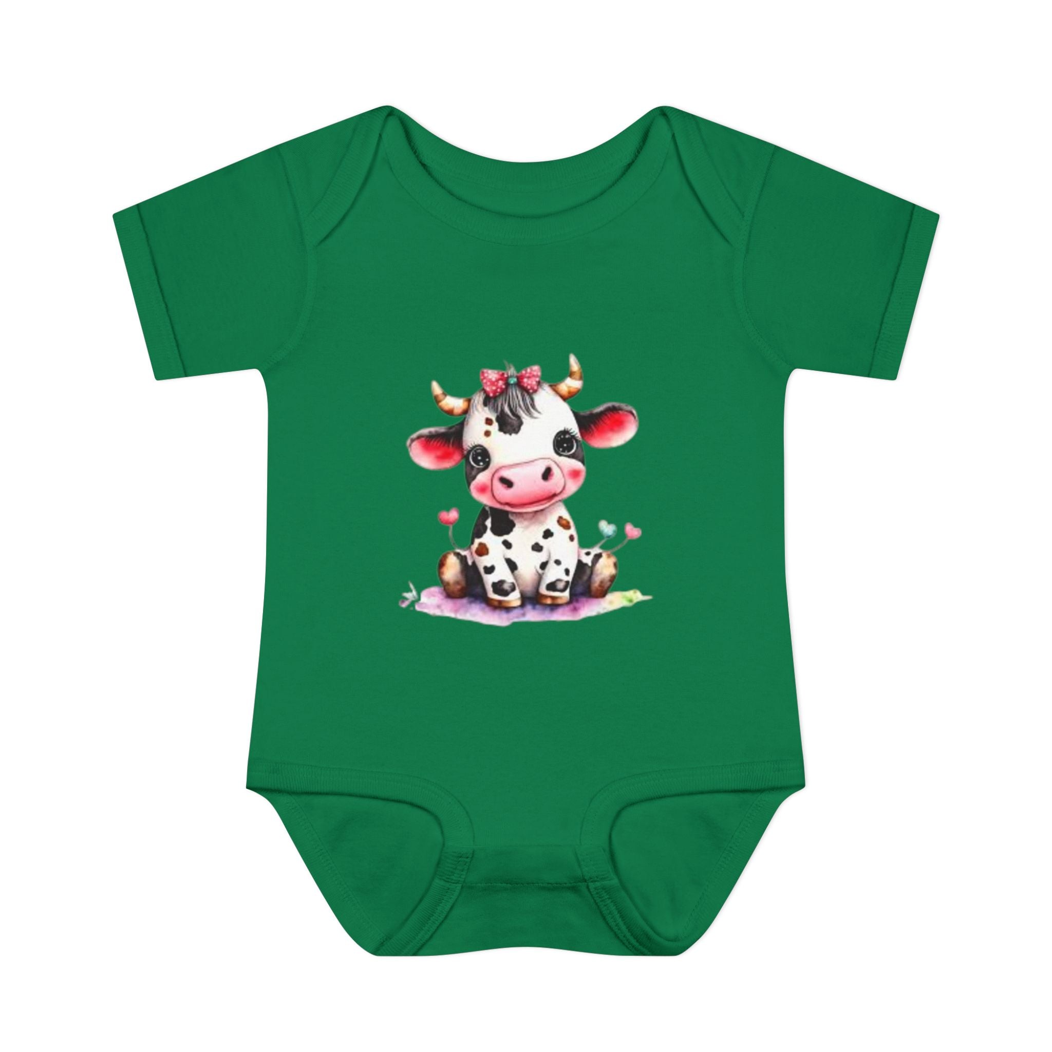 Cute Cow Infant Bodysuit — Adorable Baby Cow Onesie with Pink Bow