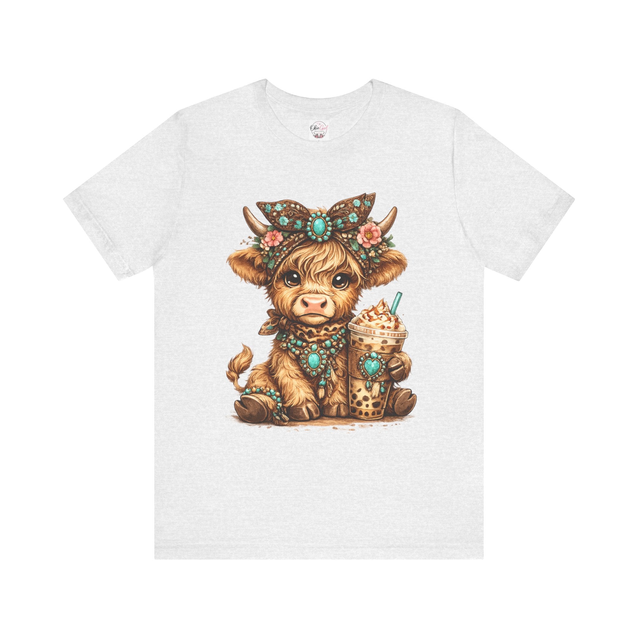 Highland Cow Tee with Bubble Tea