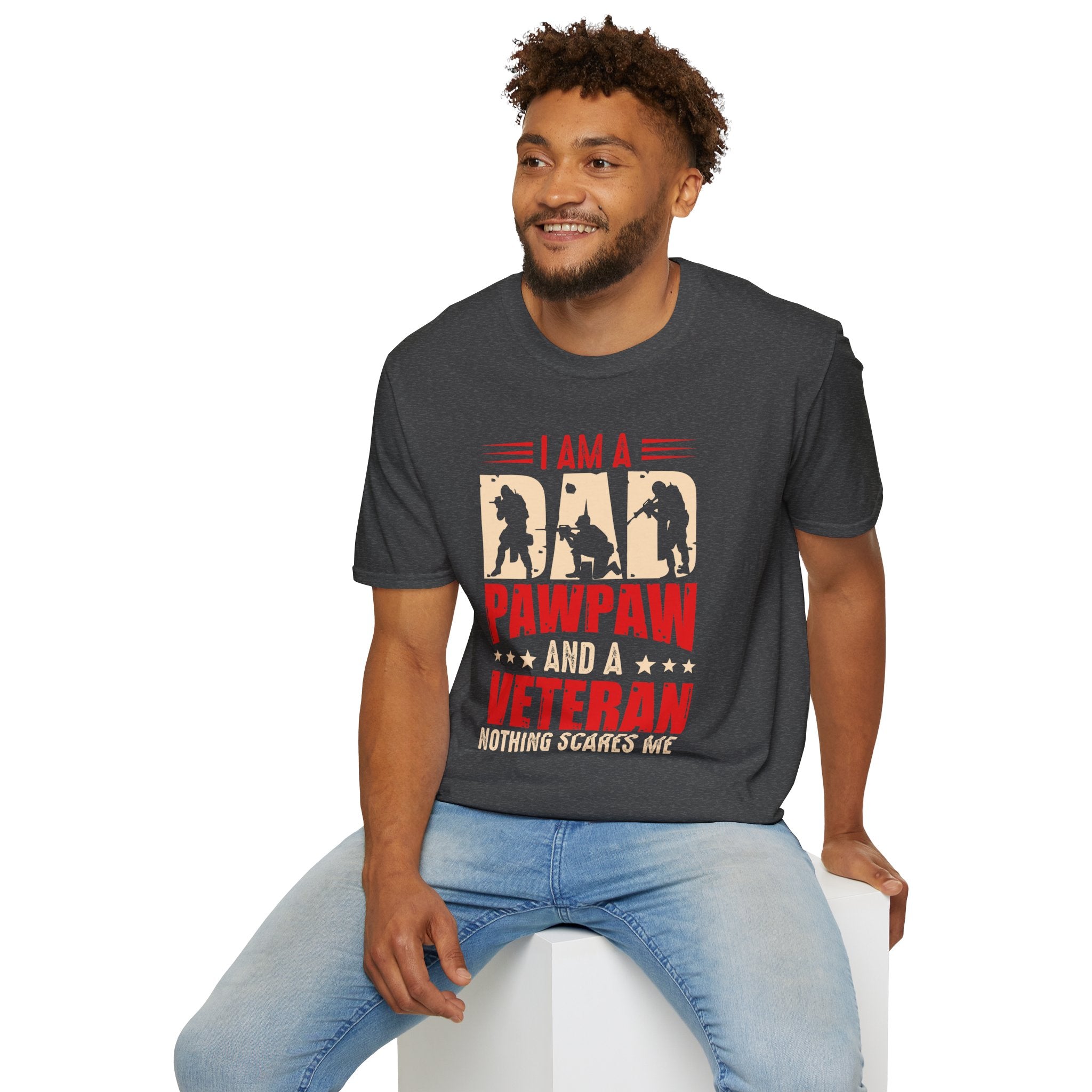 Veteran Dad/Pawpaw T-Shirt — "I Am A Dad Pawpaw and a Veteran" Patriotic Military Gift