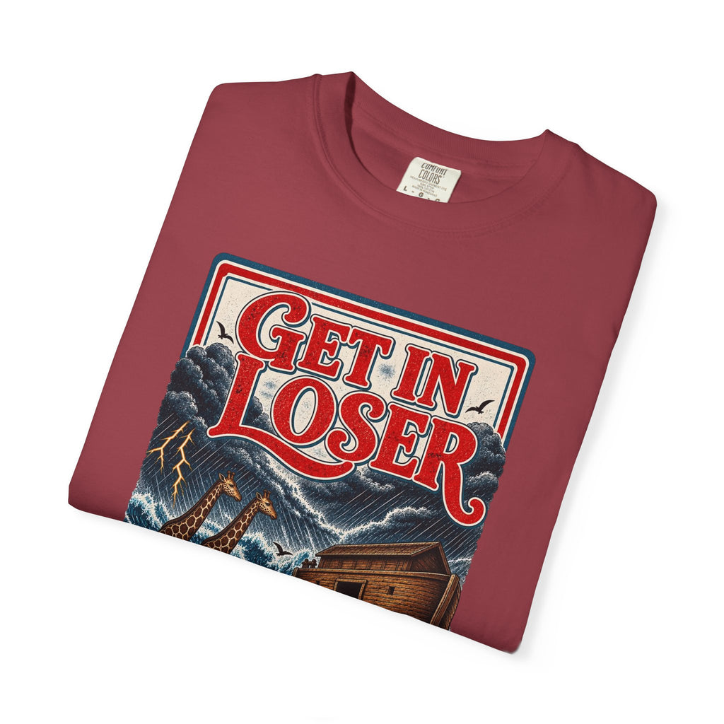 Get In Loser Noah's Ark Graphic T-Shirt — "It's About to Rain" Vintage Rescue Tee