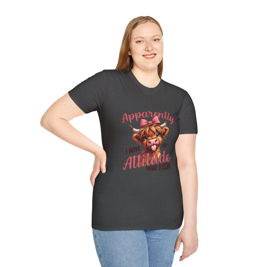 Apparently I Have an Attitude Who Knew — Cow T-Shirt