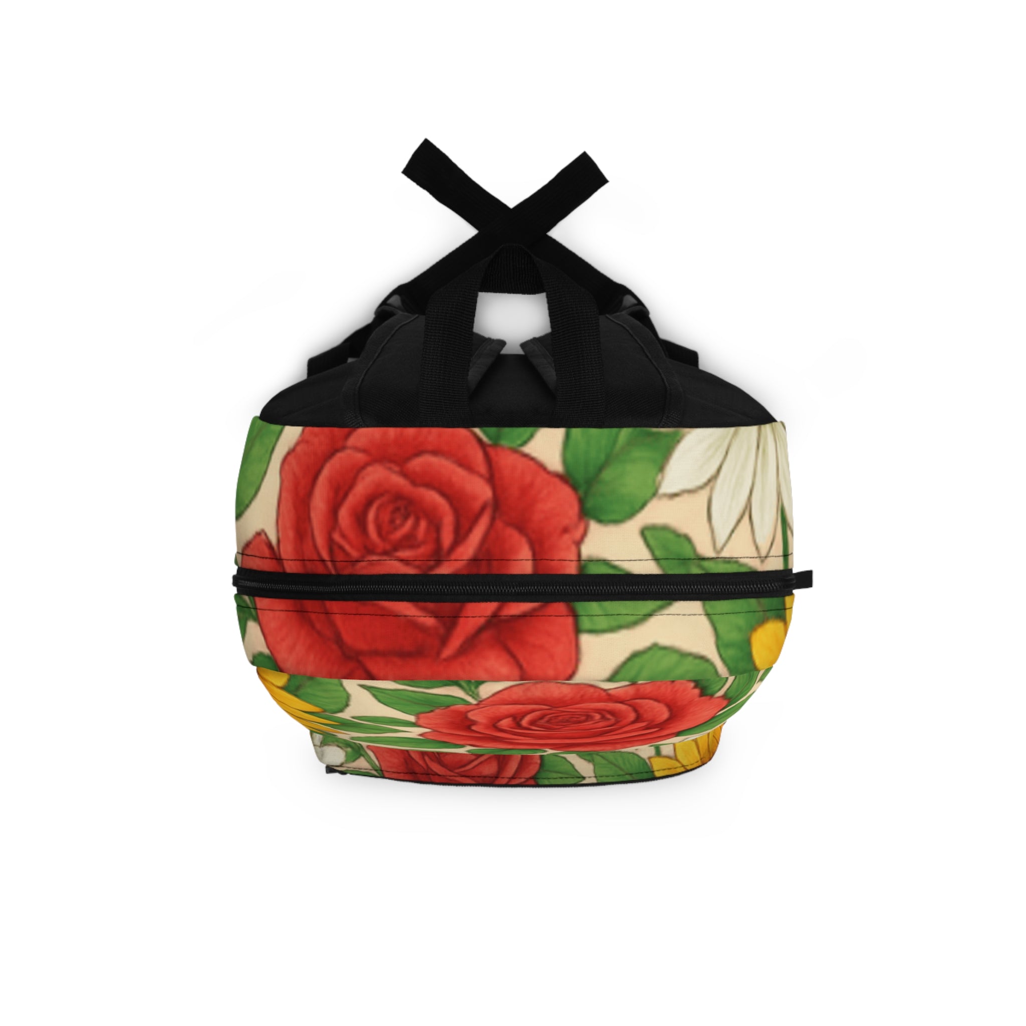 Floral Vintage Rose, Sunflower & Daisy Backpack — Colorful Garden Print School Bag