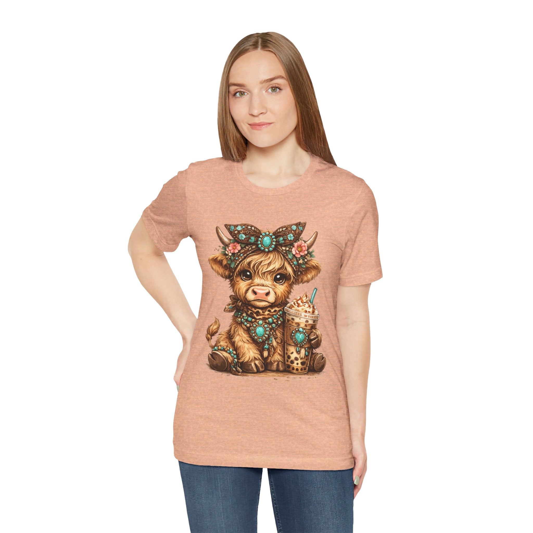 Highland Cow Tee with Bubble Tea