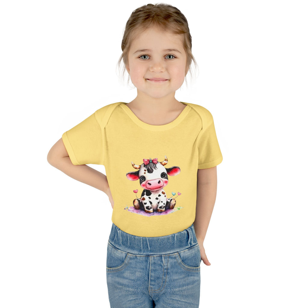 Cute Cow Infant Bodysuit — Adorable Baby Cow Onesie with Pink Bow