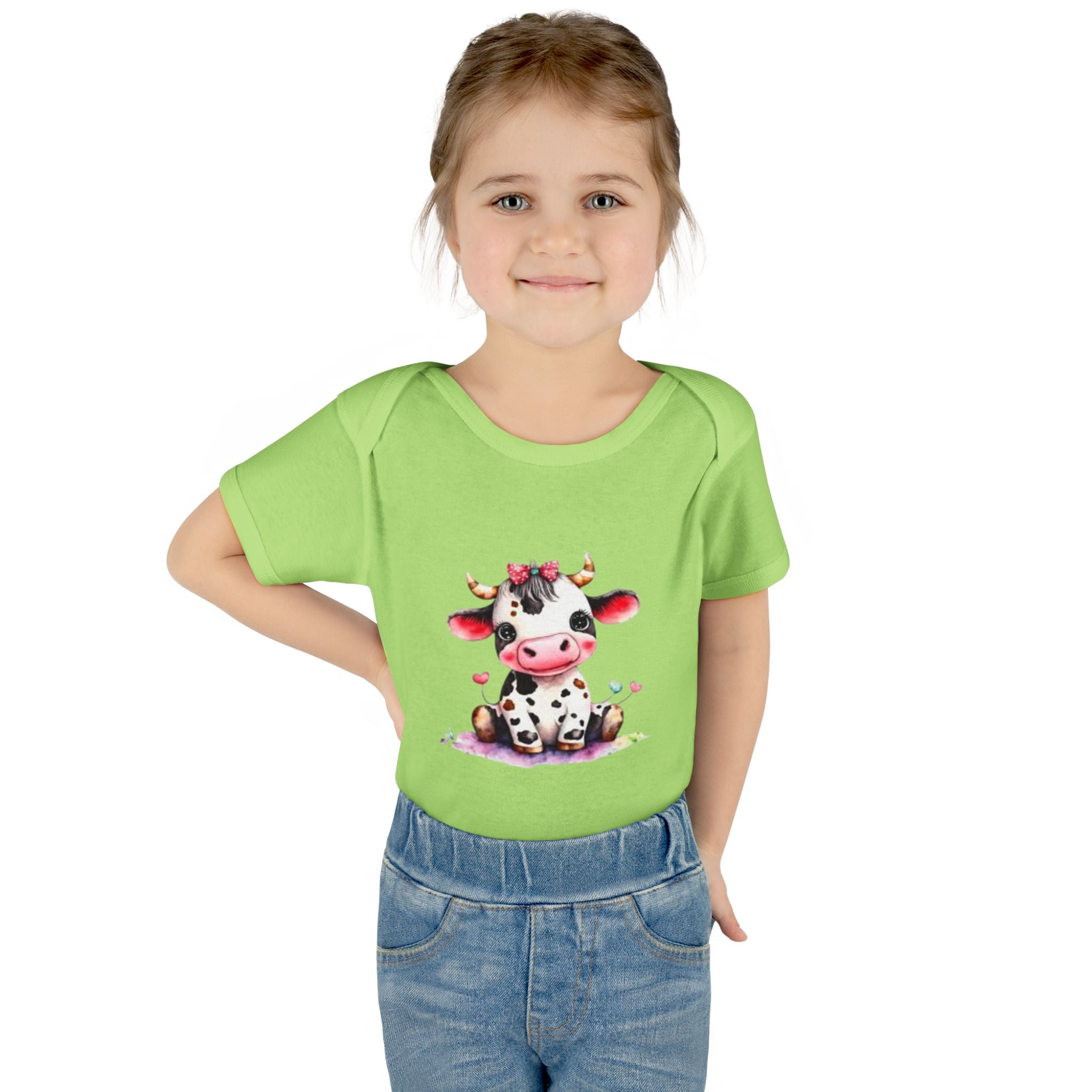 Cute Cow Infant Bodysuit — Adorable Baby Cow Onesie with Pink Bow