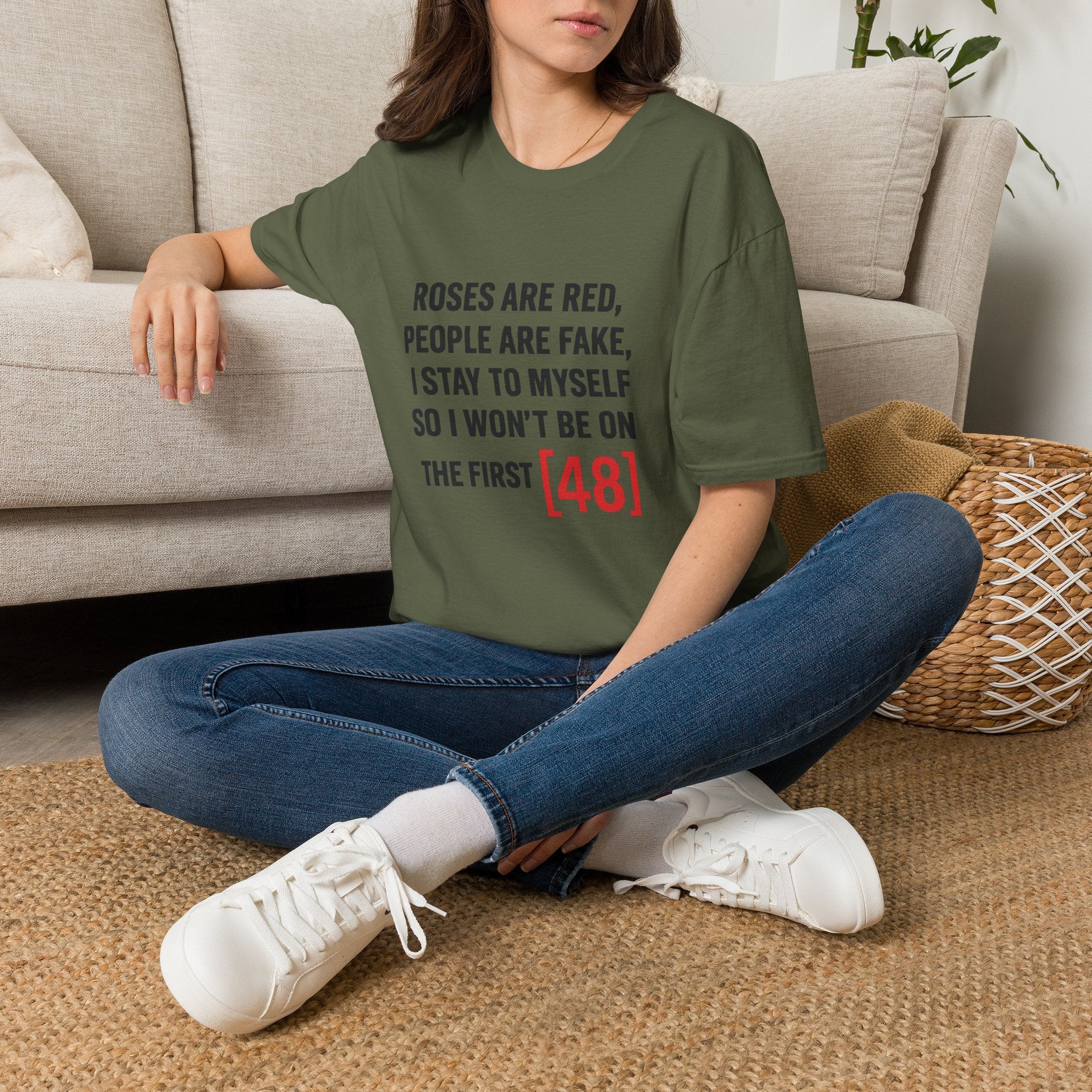 Roses Are Red People Are Fake T-Shirt — Funny Introvert Quote Tee