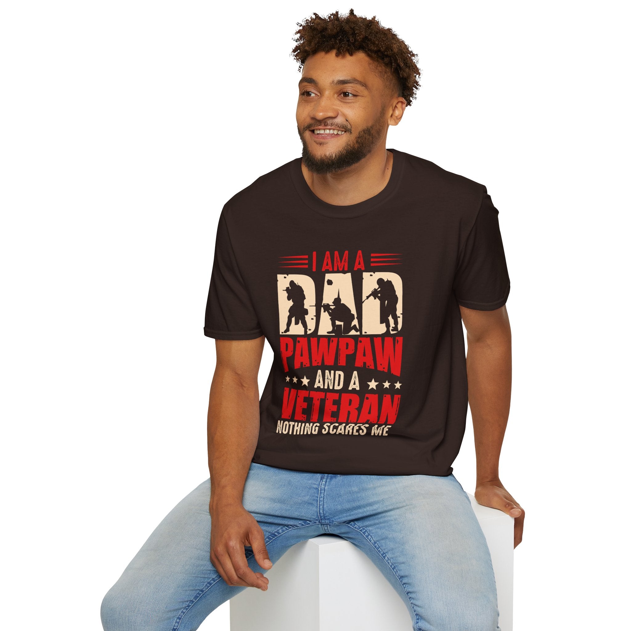 Veteran Dad/Pawpaw T-Shirt — "I Am A Dad Pawpaw and a Veteran" Patriotic Military Gift