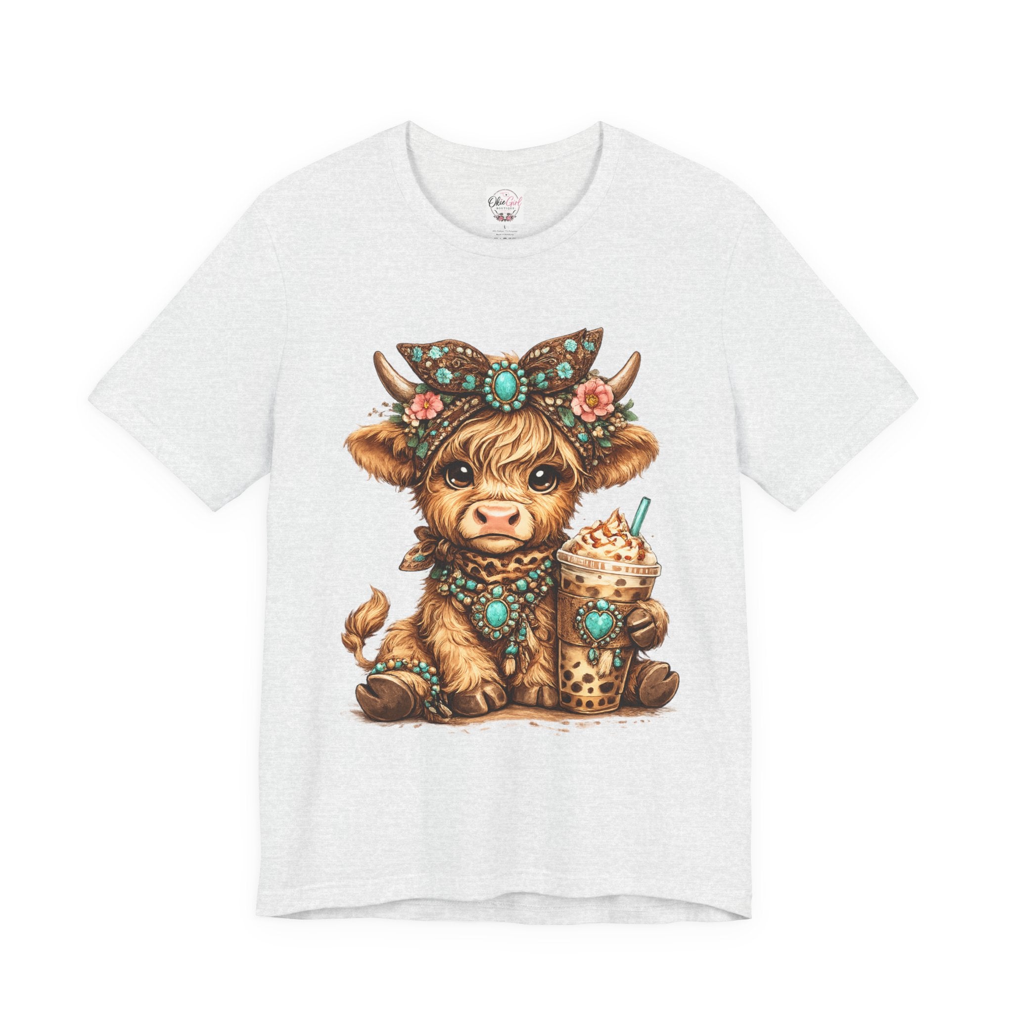 Highland Cow Tee with Bubble Tea