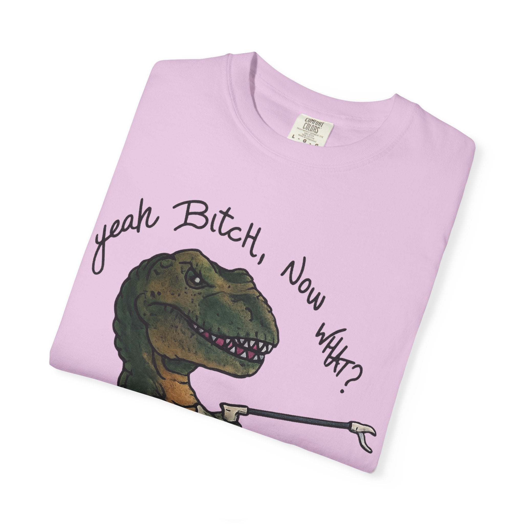 T-Shirt — Funny 'Yeah Bitch, Now What?' T-Rex Graphic Tee