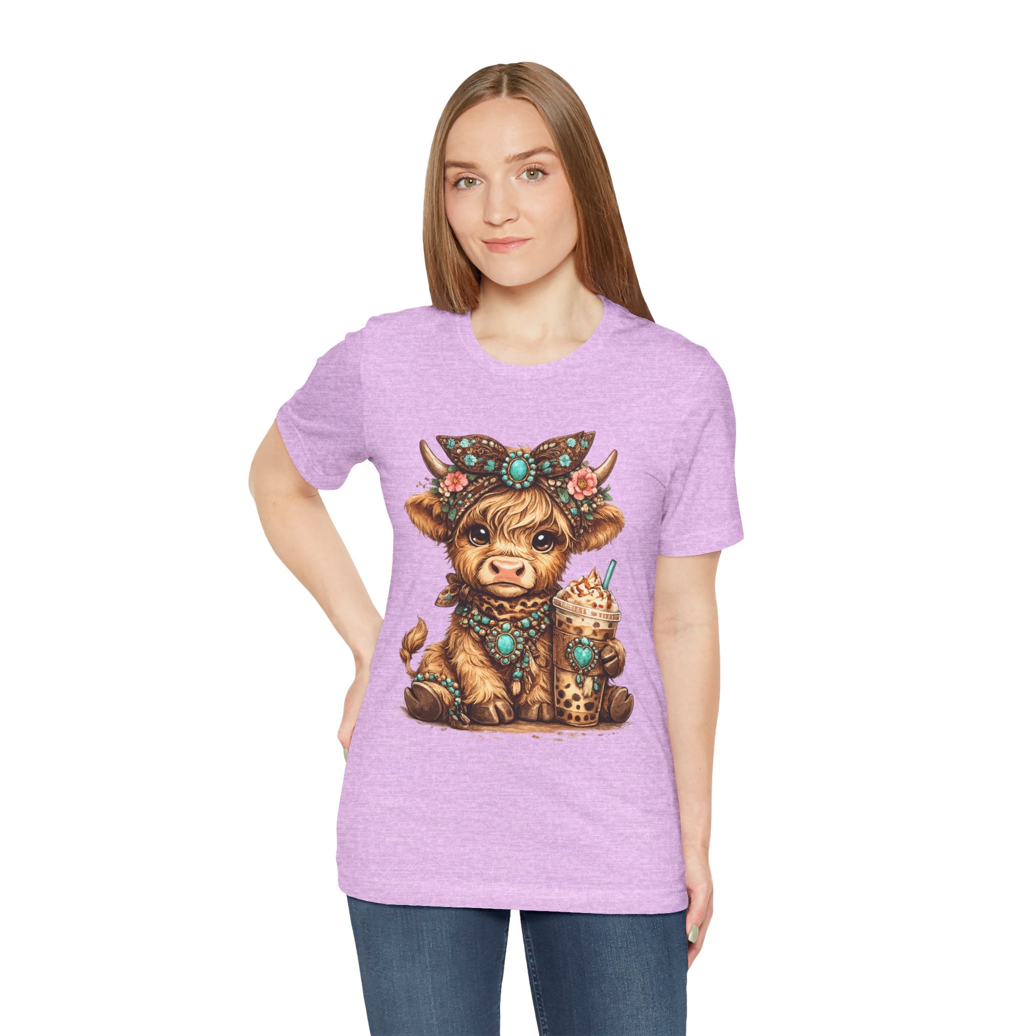 Highland Cow Tee with Bubble Tea