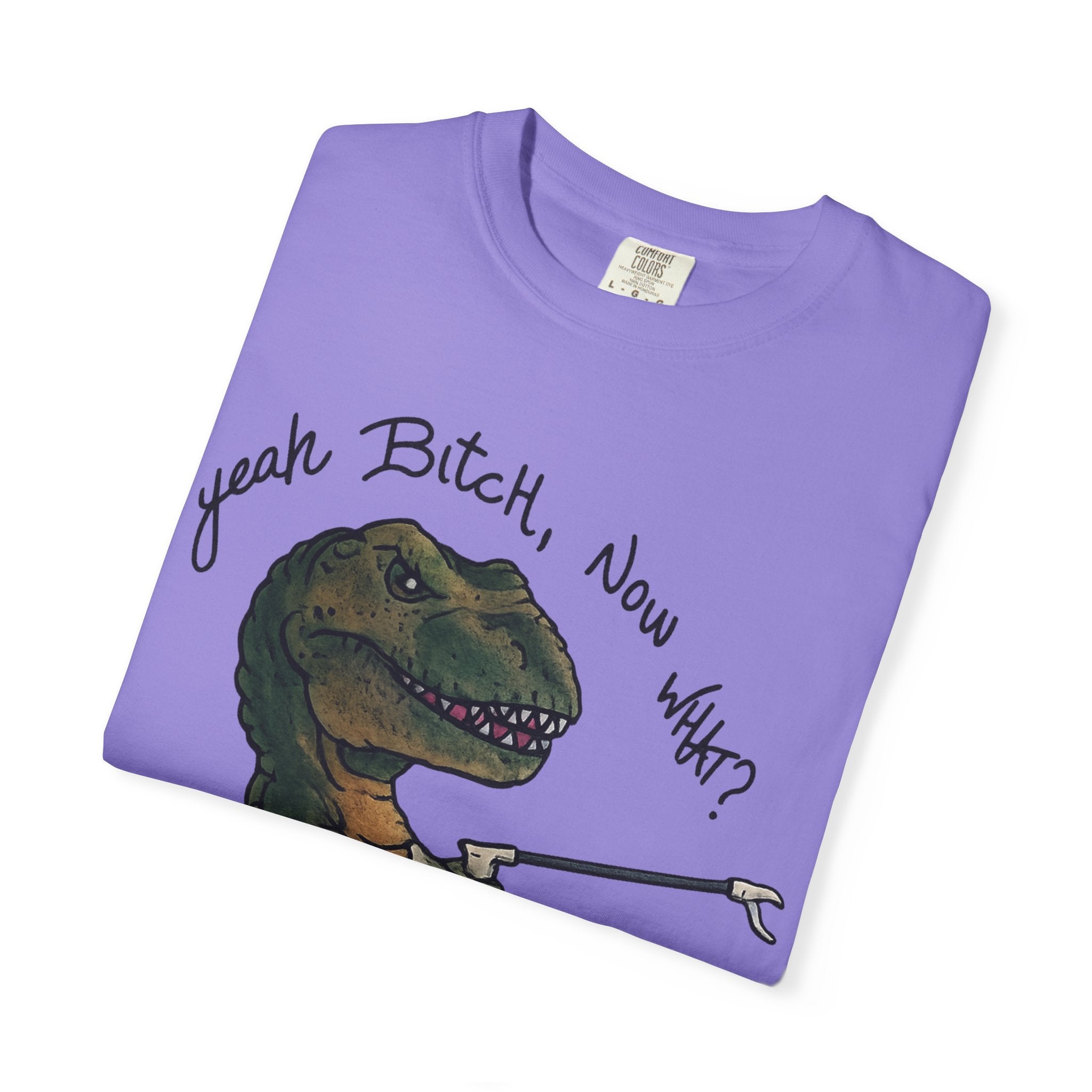 T-Shirt — Funny 'Yeah Bitch, Now What?' T-Rex Graphic Tee