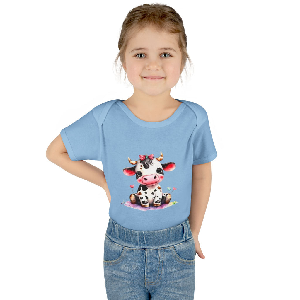 Cute Cow Infant Bodysuit — Adorable Baby Cow Onesie with Pink Bow