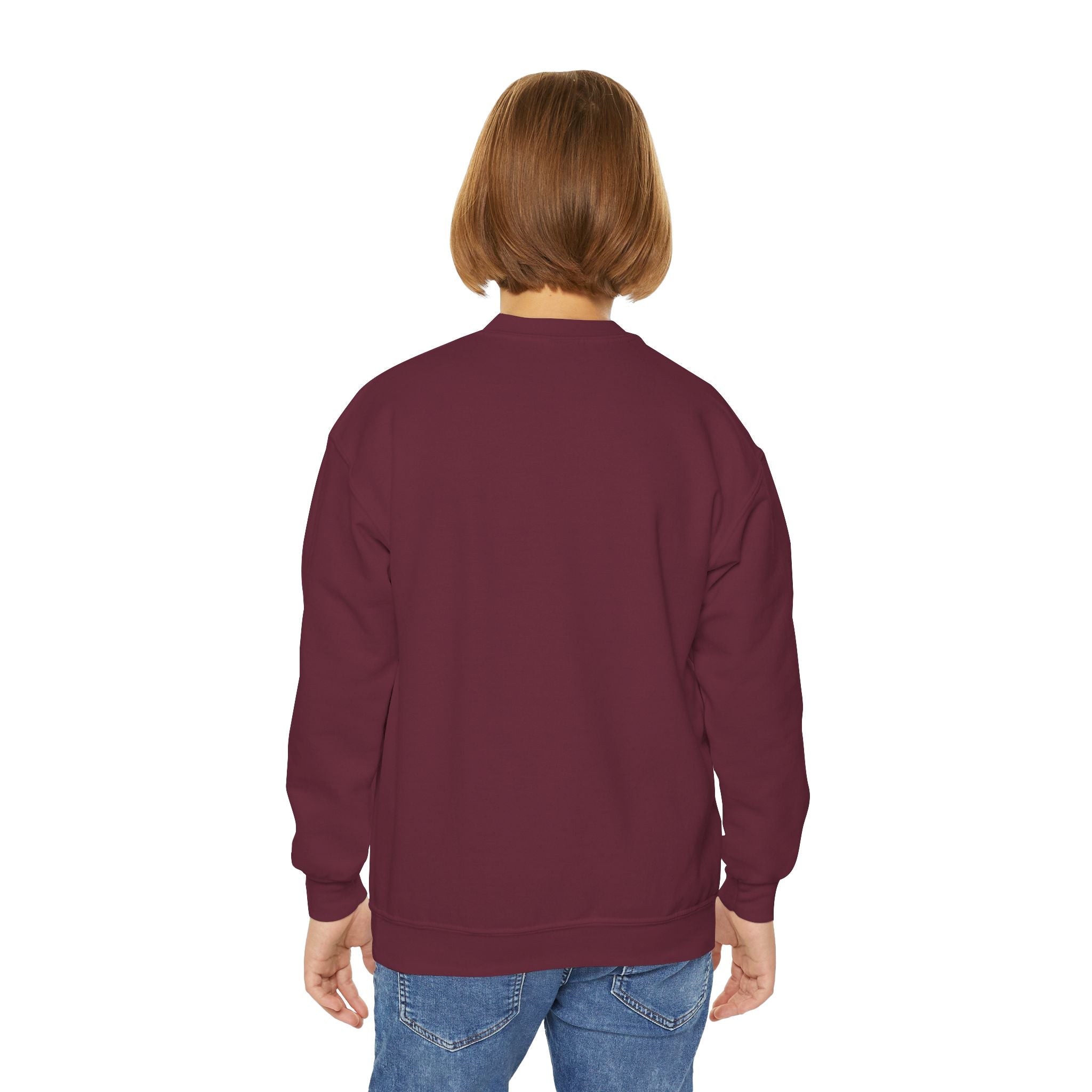 Youth Crewneck Sweatshirt — "Bruh We Back" Retro Smiley Graphic