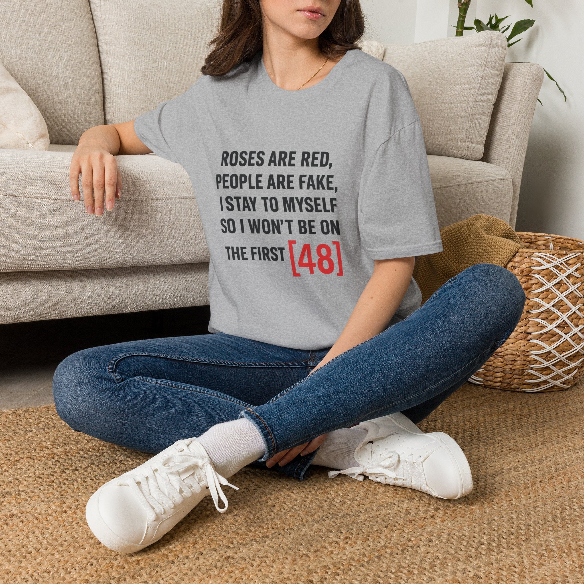 Roses Are Red People Are Fake T-Shirt — Funny Introvert Quote Tee