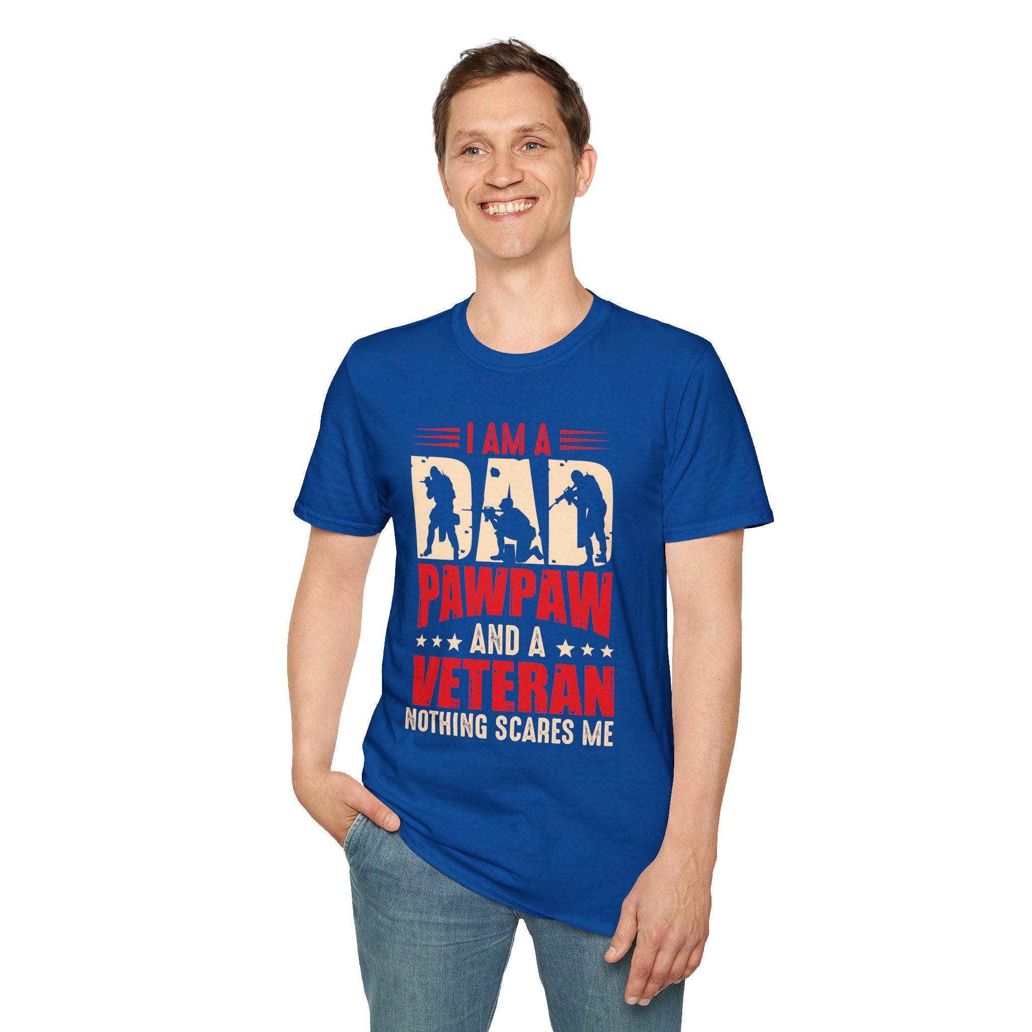 Veteran Dad/Pawpaw T-Shirt — "I Am A Dad Pawpaw and a Veteran" Patriotic Military Gift