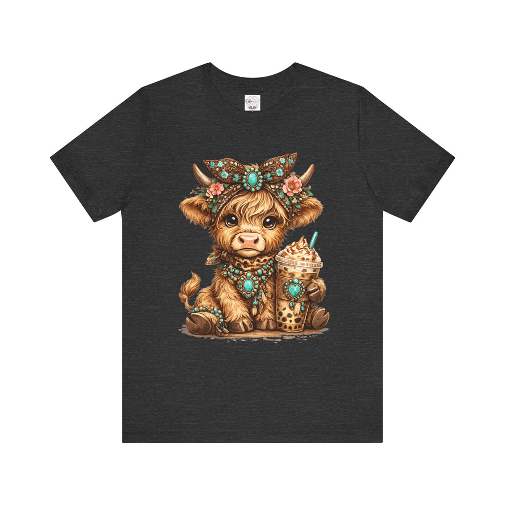 Highland Cow Tee with Bubble Tea