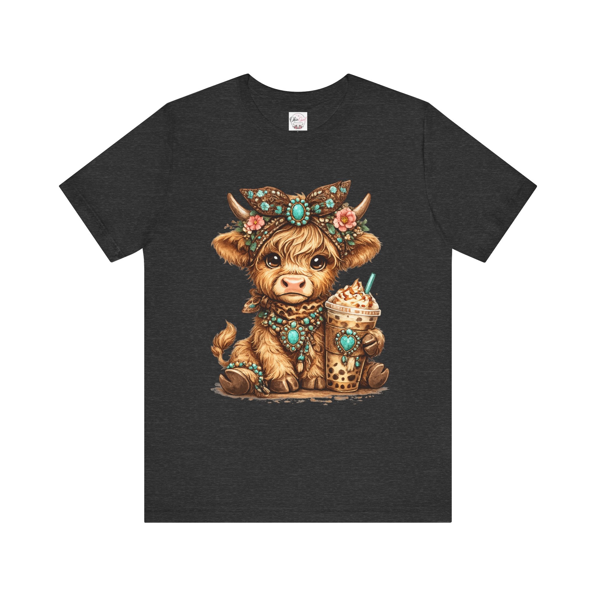 Highland Cow Tee with Bubble Tea