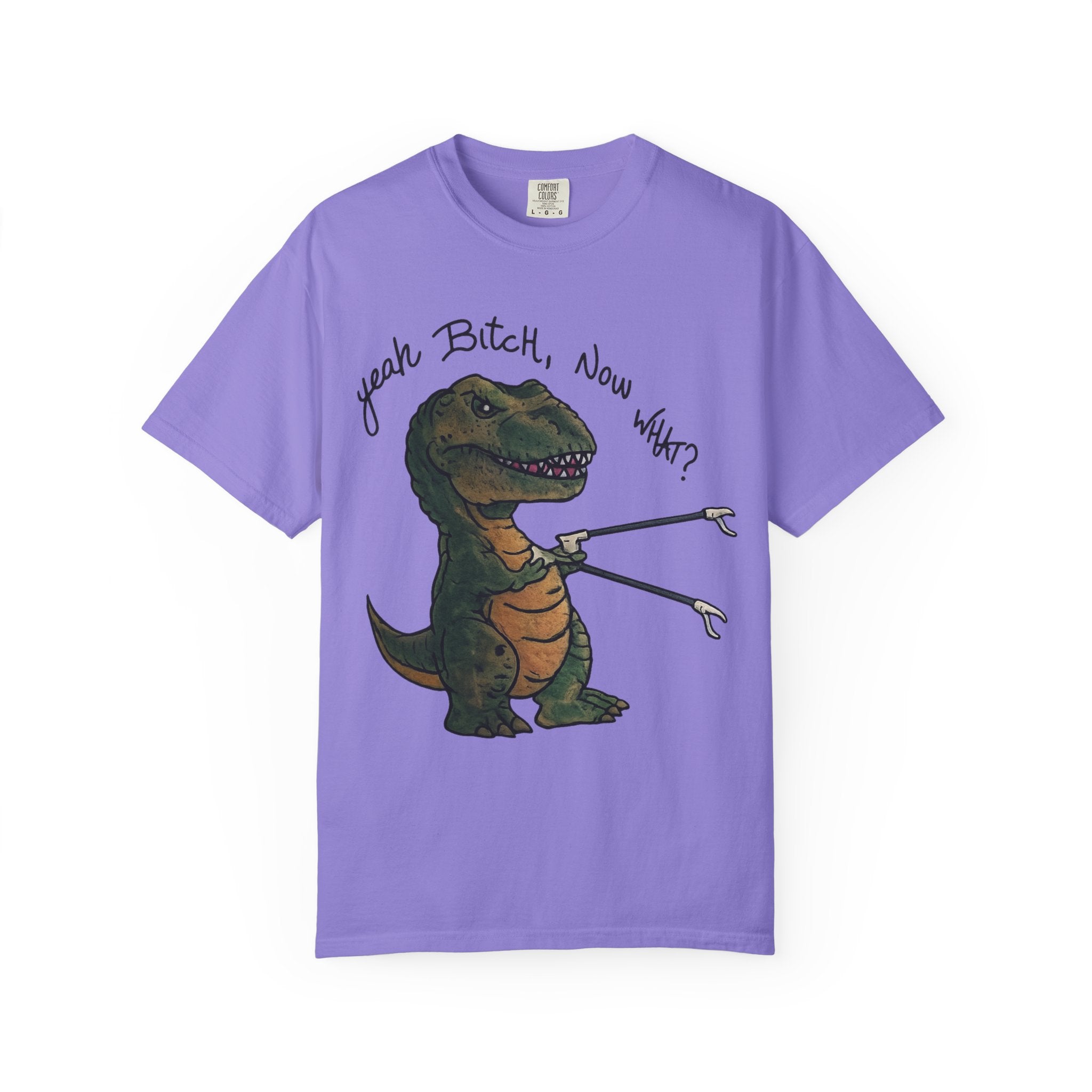 T-Shirt — Funny 'Yeah Bitch, Now What?' T-Rex Graphic Tee