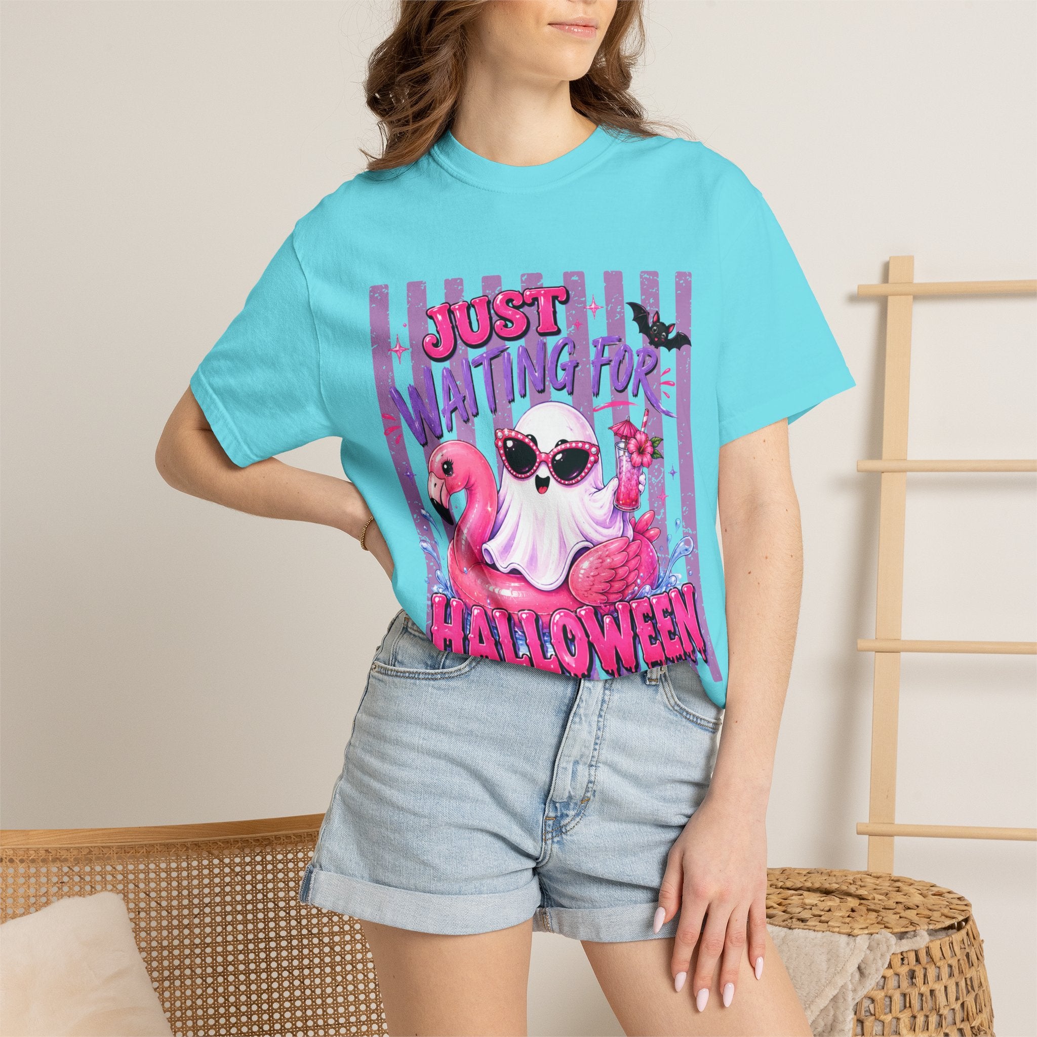 "Just Waiting for Halloween" Cute Flamingo Tee