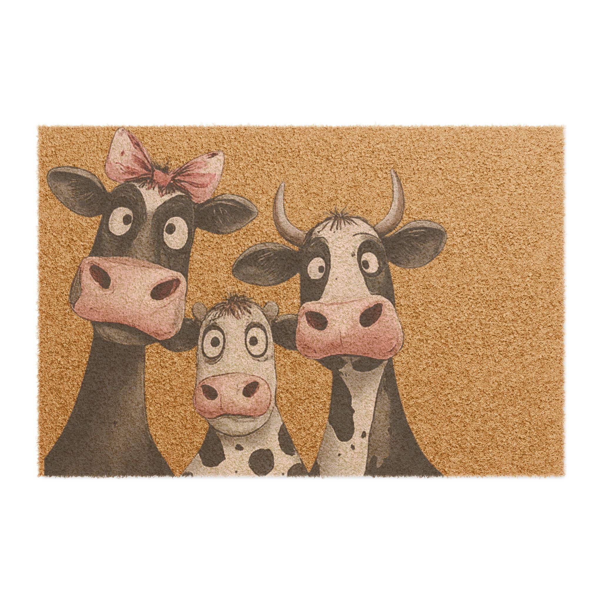 Doormat — Charming Cow Family Coir Welcome Mat