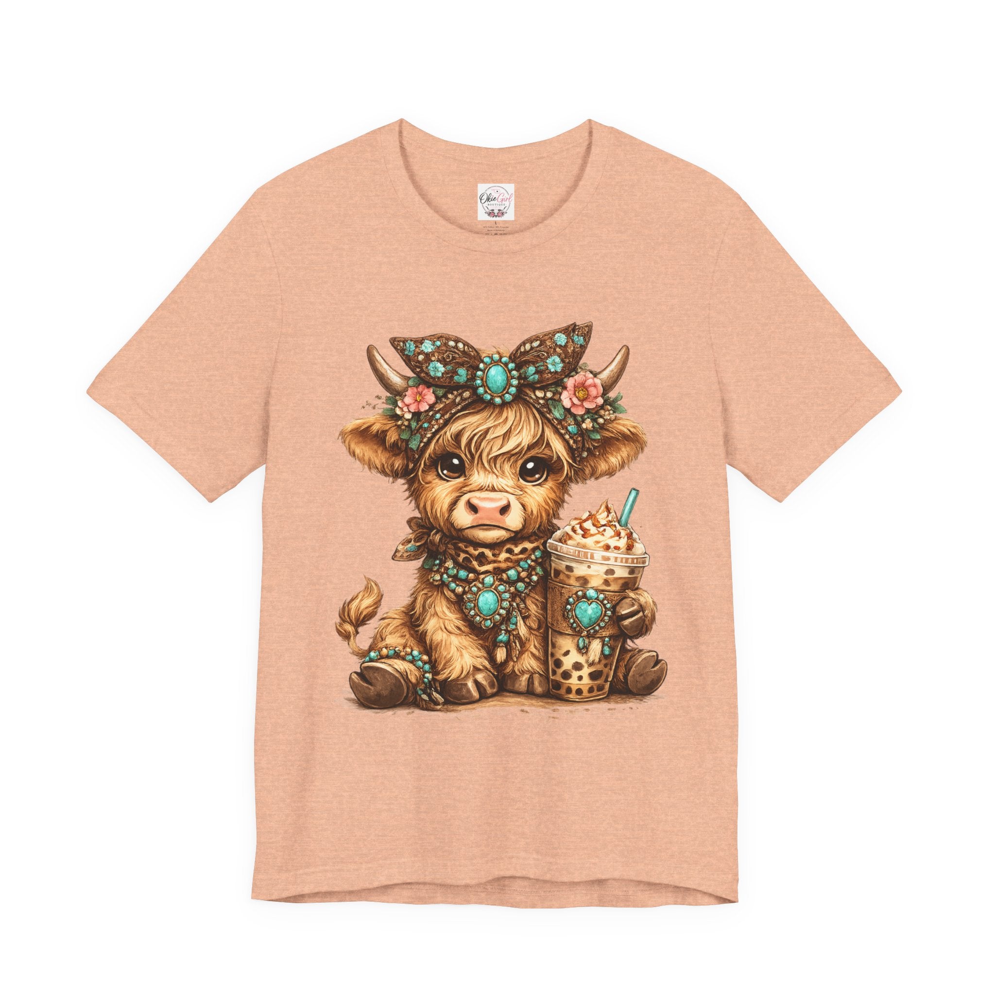 Highland Cow Tee with Bubble Tea