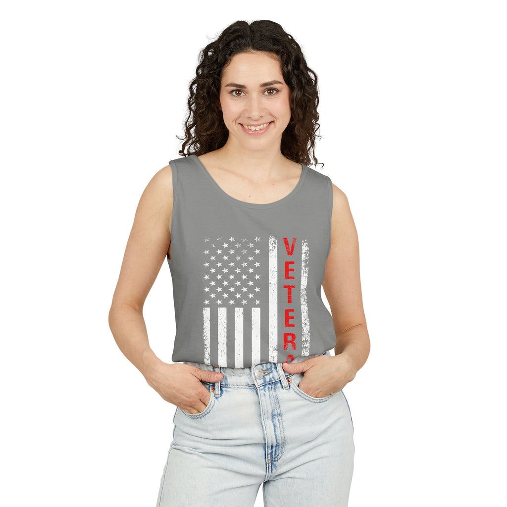 Veteran Flag Tank Top — Distressed American Flag Veteran Graphic Tank