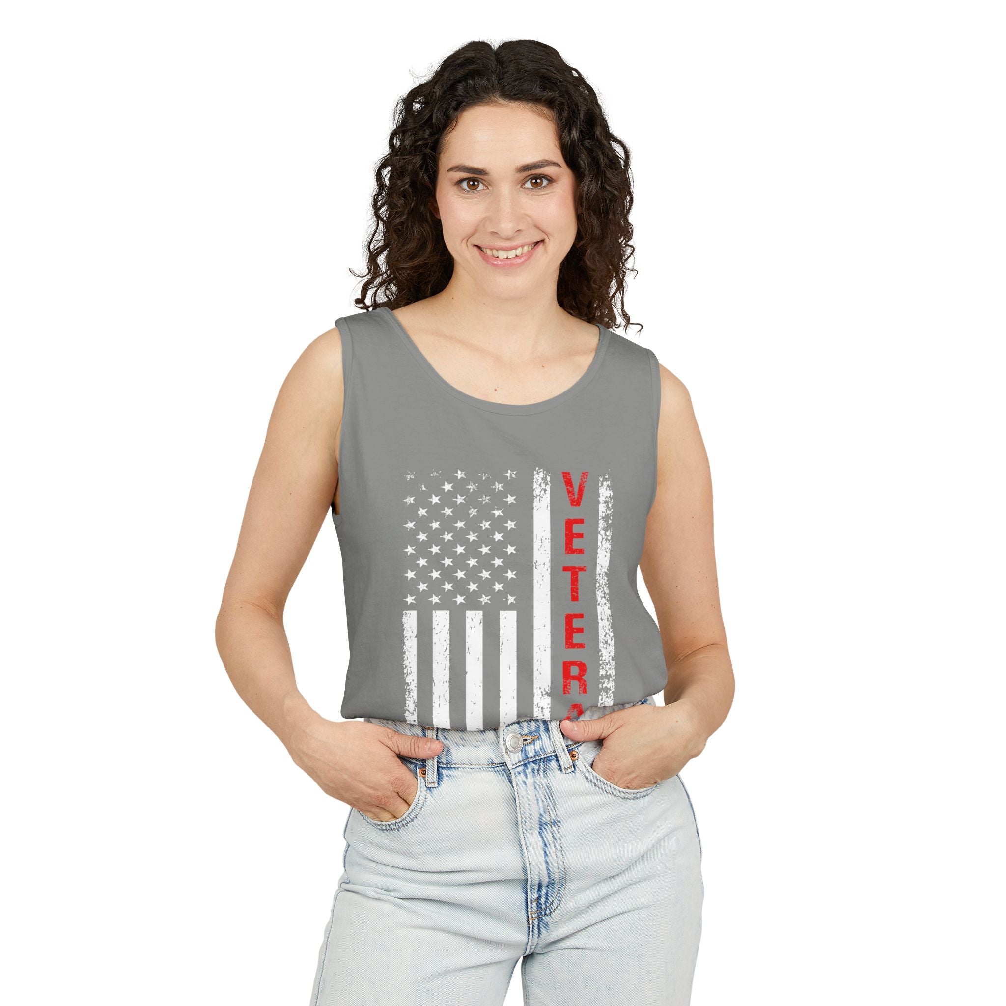 Veteran Flag Tank Top — Distressed American Flag Veteran Graphic Tank