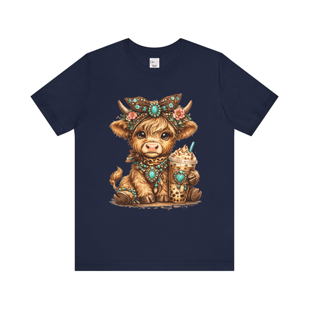 Highland Cow Tee with Bubble Tea