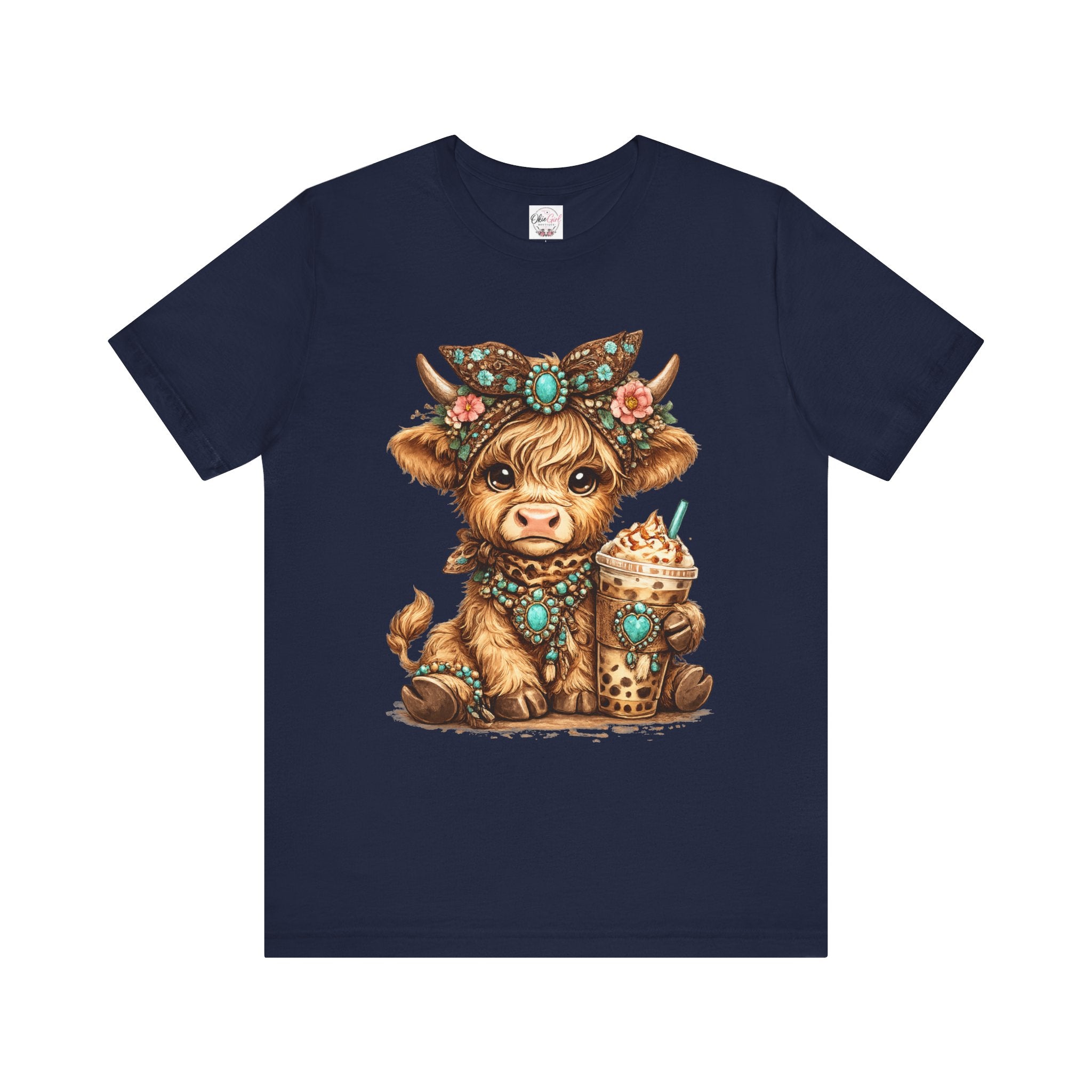 Highland Cow Tee with Bubble Tea