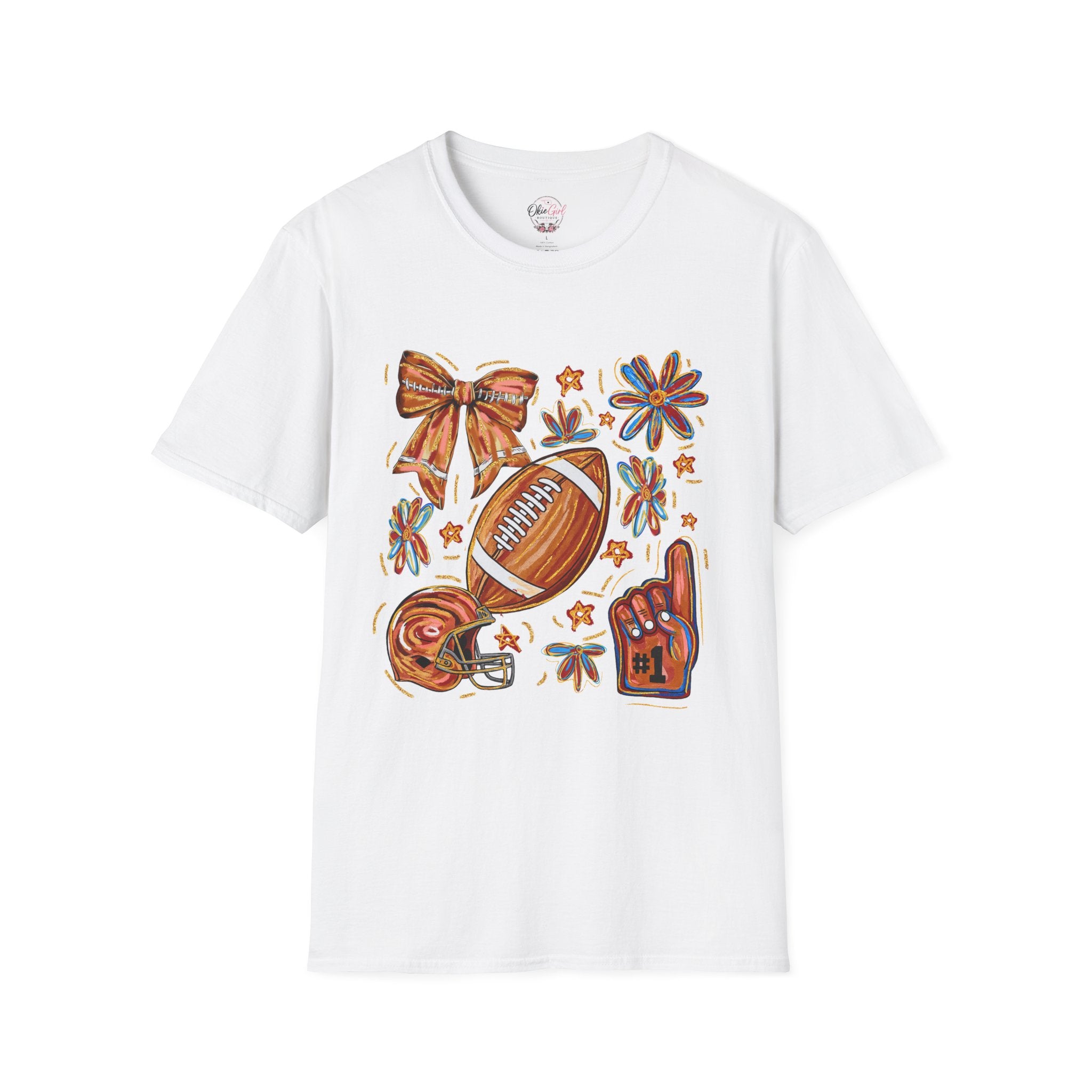 Football & Bow Graphic T-Shirt
