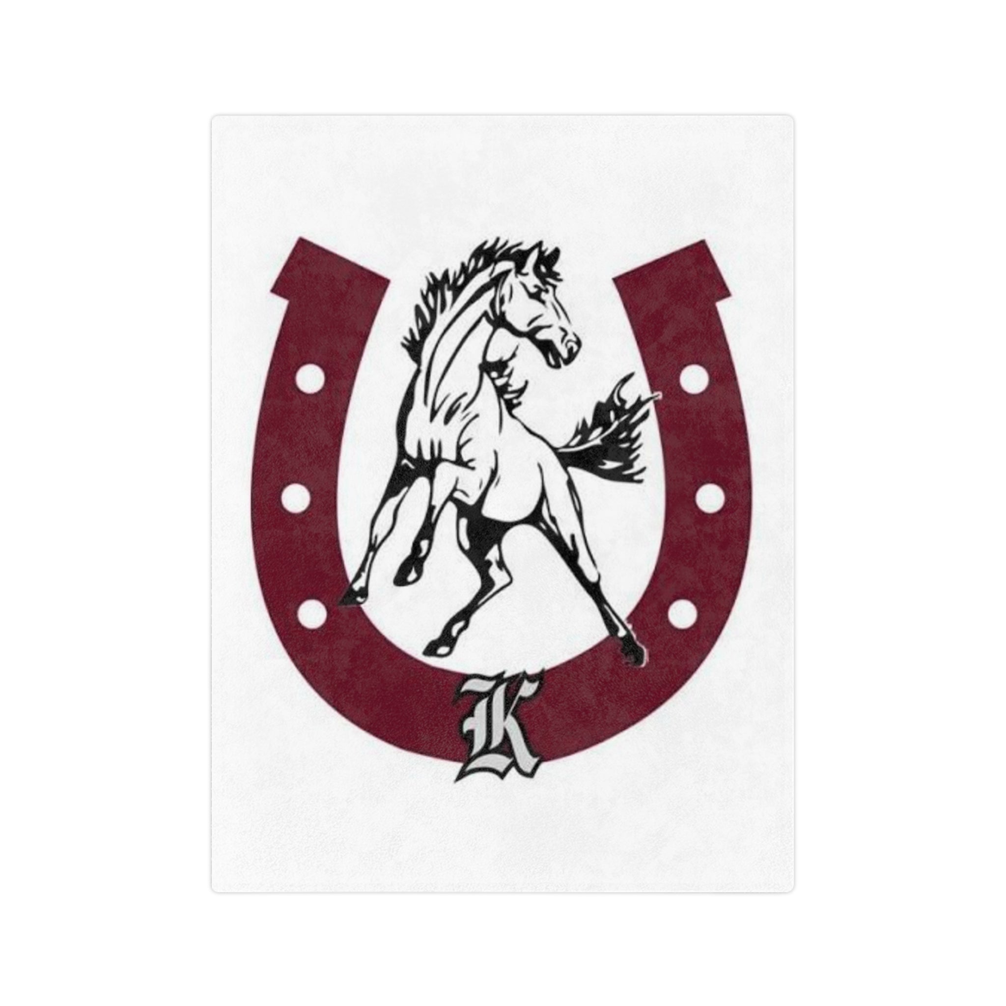 Horse & Horseshoe Velveteen Blanket – Monogram 'K' Equestrian Throw