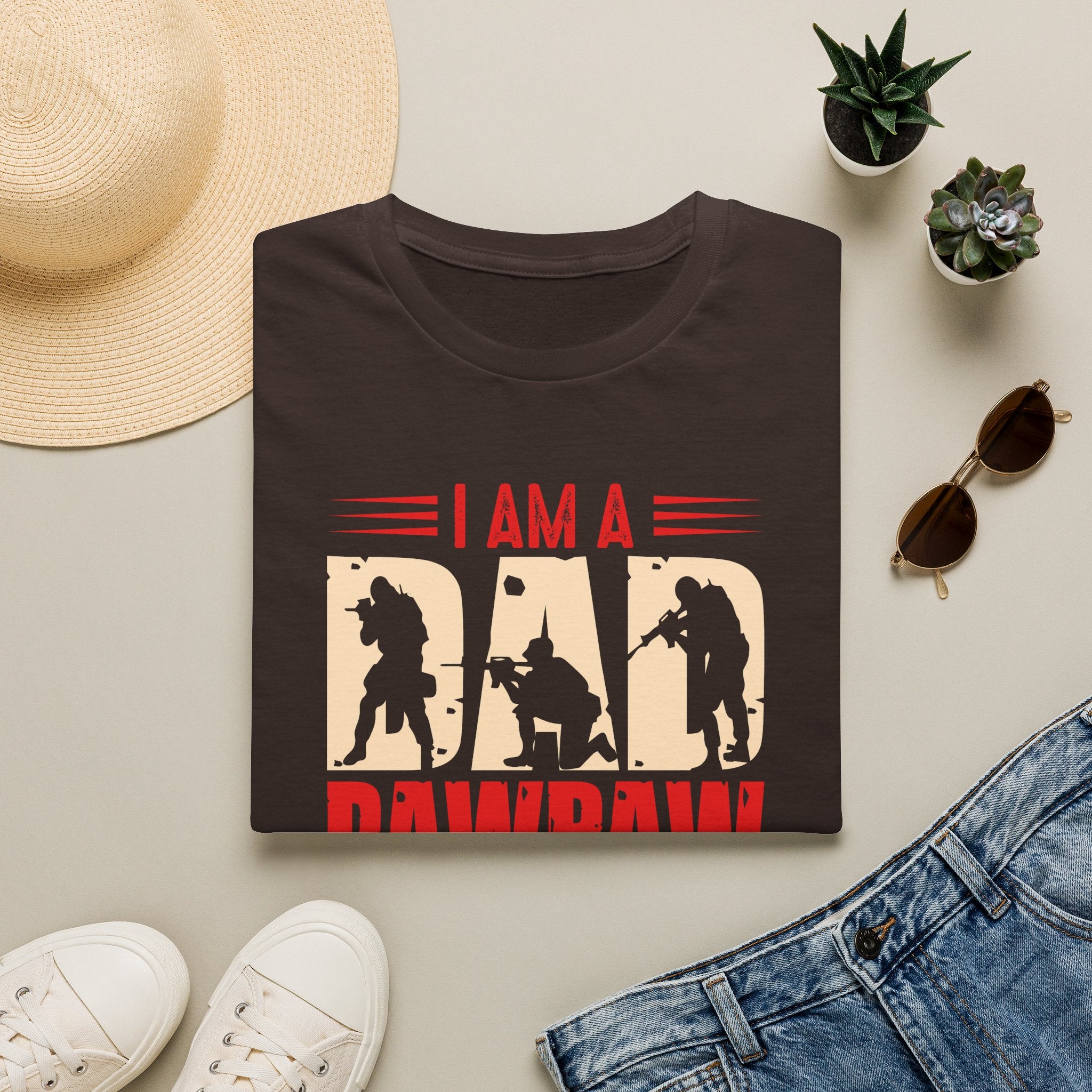 Veteran Dad/Pawpaw T-Shirt — "I Am A Dad Pawpaw and a Veteran" Patriotic Military Gift