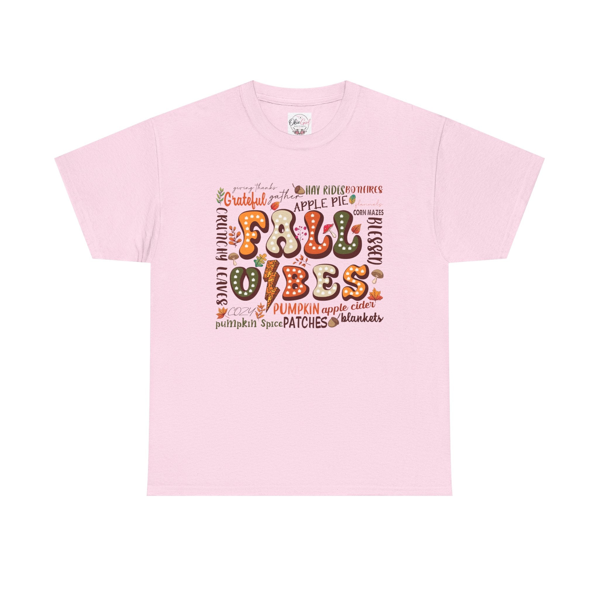 Fall Vibes Graphic Tee — Cozy Autumn Pumpkin & Apple Pie Shirt