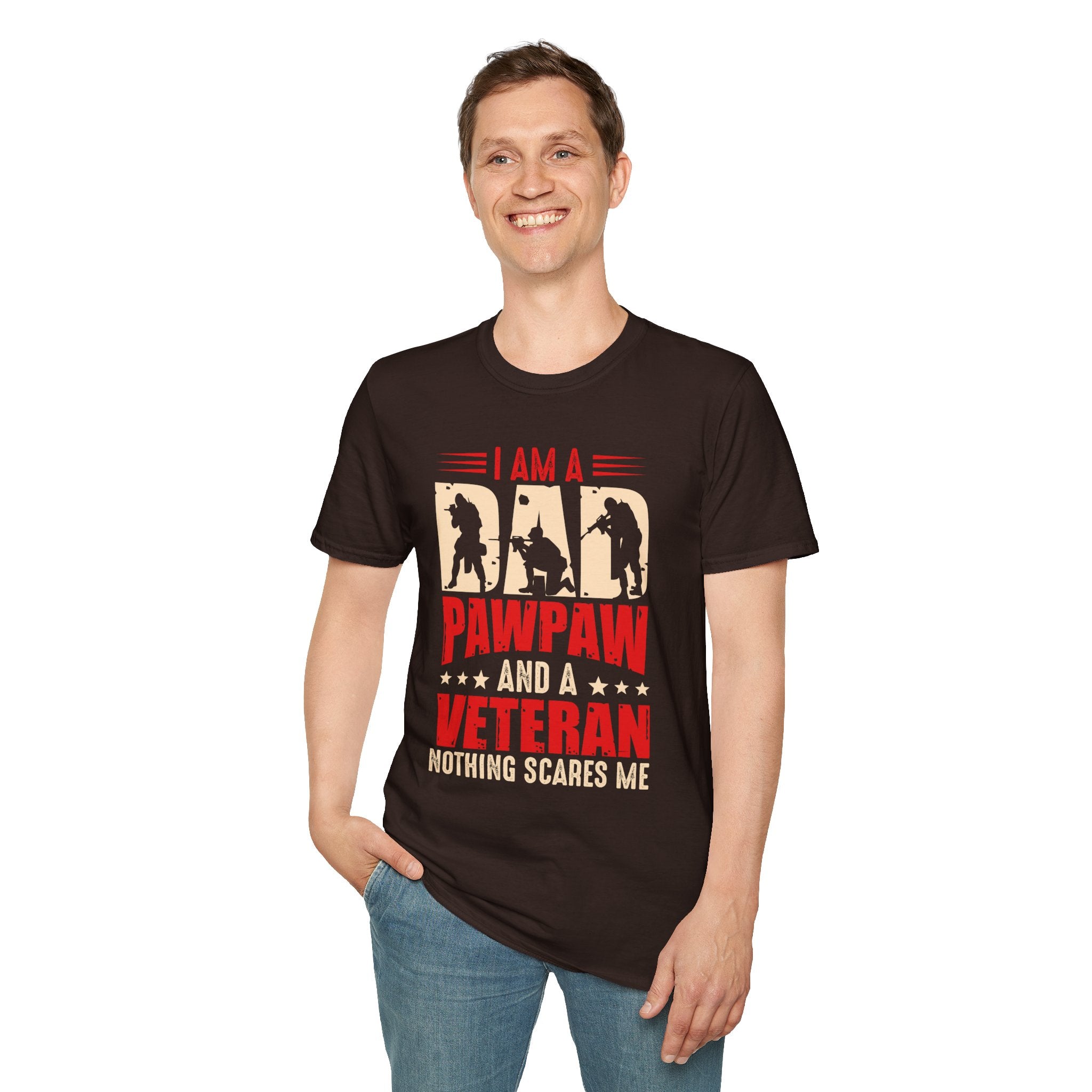 Veteran Dad/Pawpaw T-Shirt — "I Am A Dad Pawpaw and a Veteran" Patriotic Military Gift