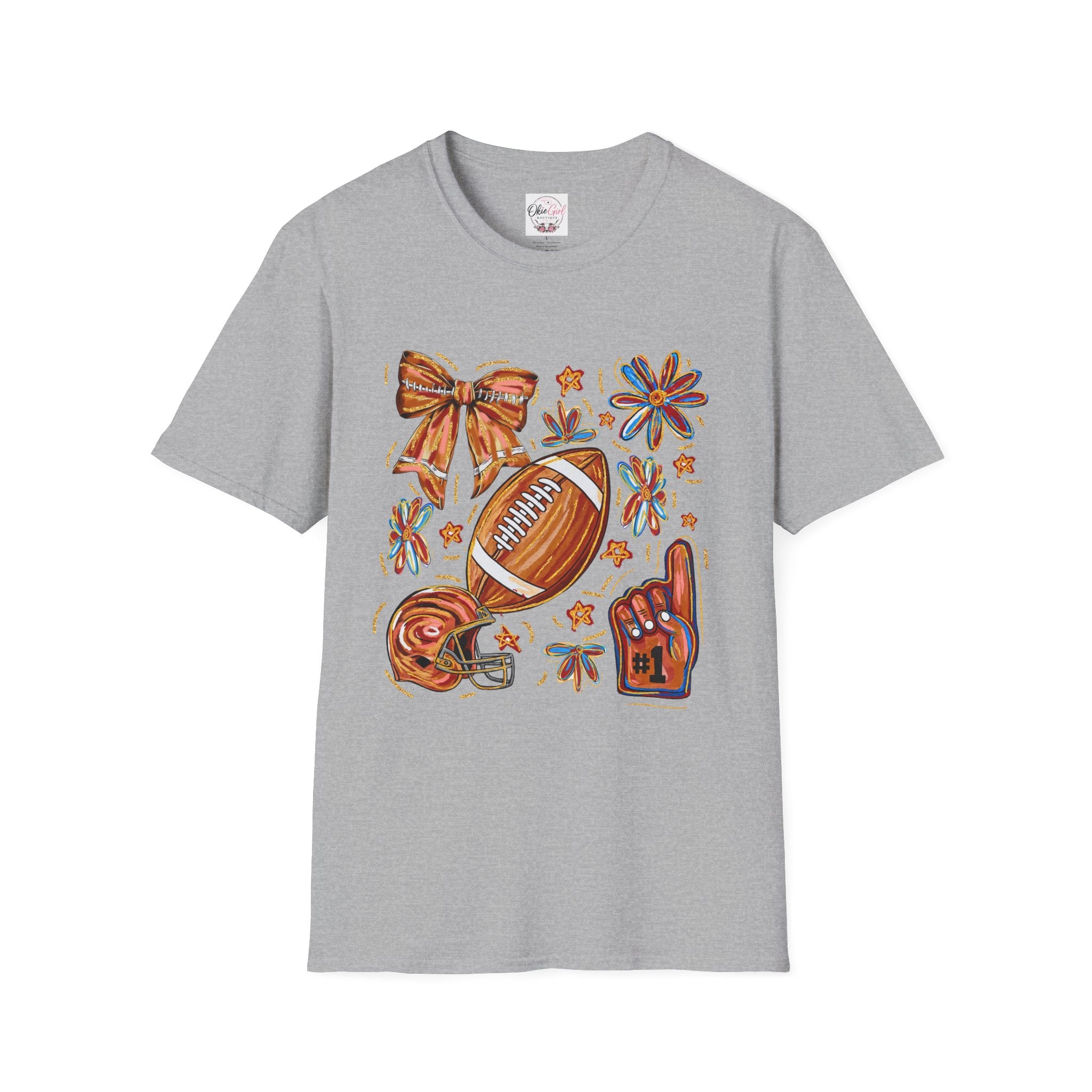 Football & Bow Graphic T-Shirt