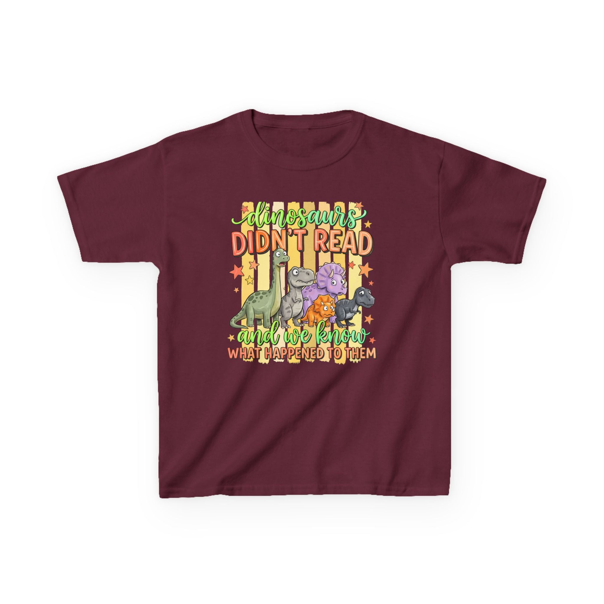 Kids Tee — “Dinosaurs Didn’t Read” Cute Dino Graphic Shirt (Back-to-School, Reading Gift)
