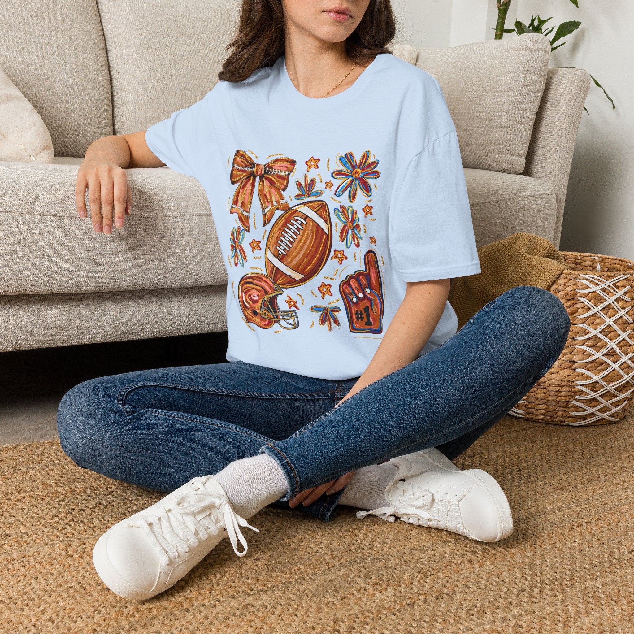 Football & Bow Graphic T-Shirt
