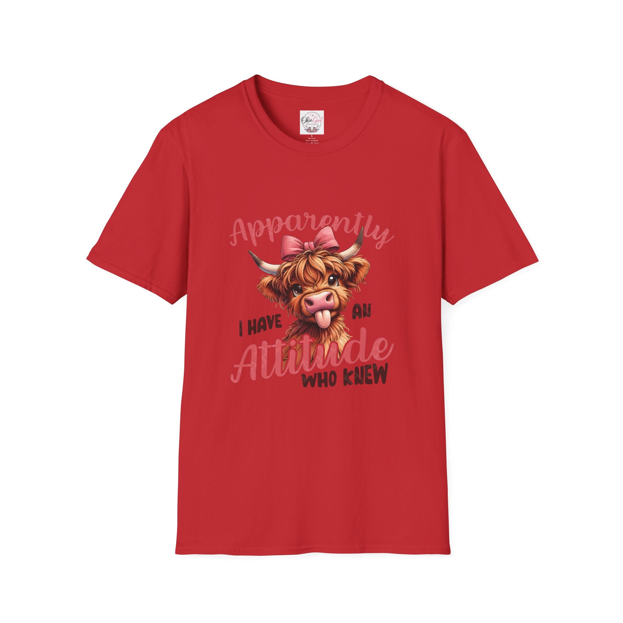 Apparently I Have an Attitude Who Knew — Cow T-Shirt