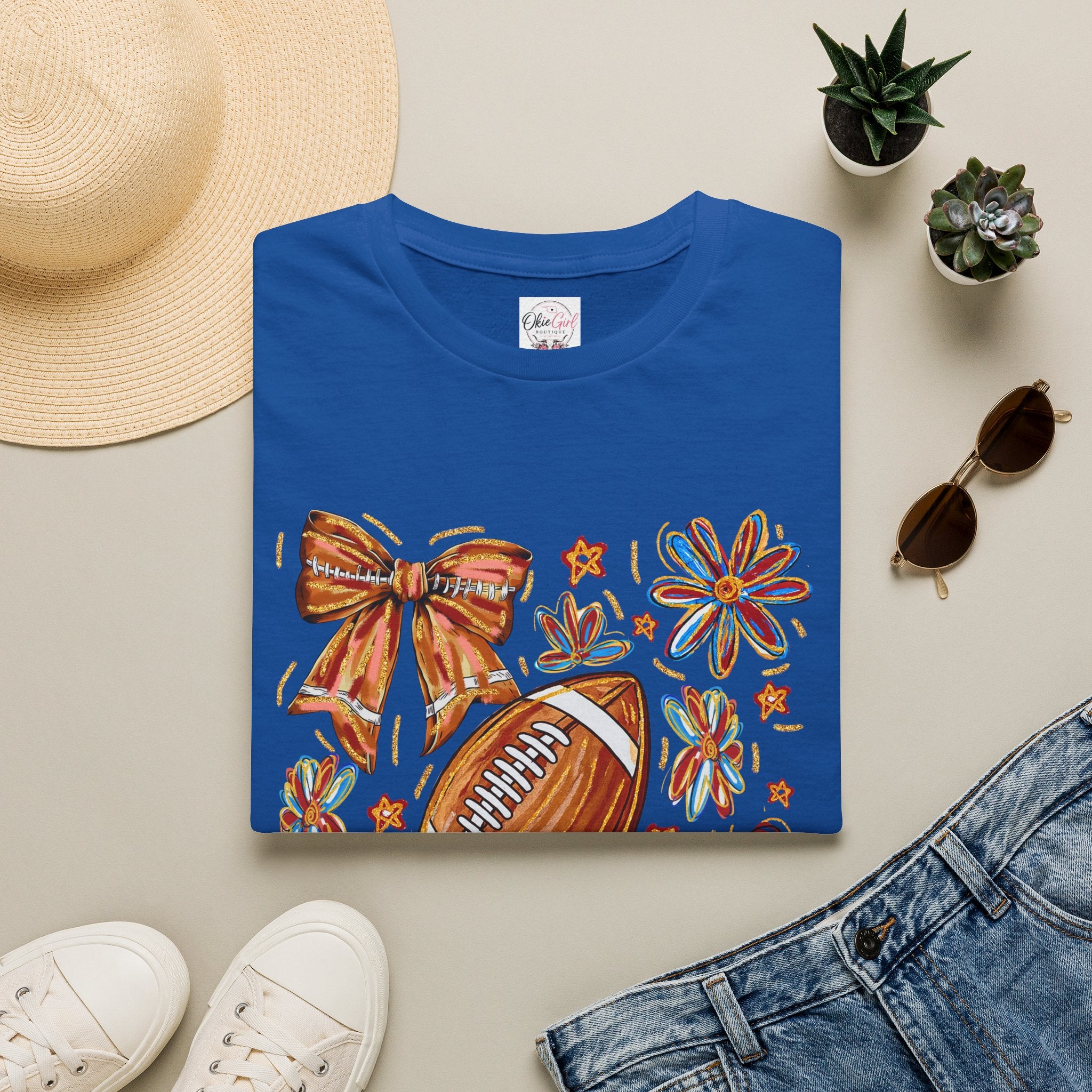 Football & Bow Graphic T-Shirt